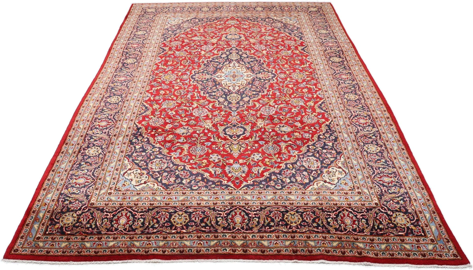Handgeknüpfter Kashan Perserteppich, 253 × 385 cm, Wolle