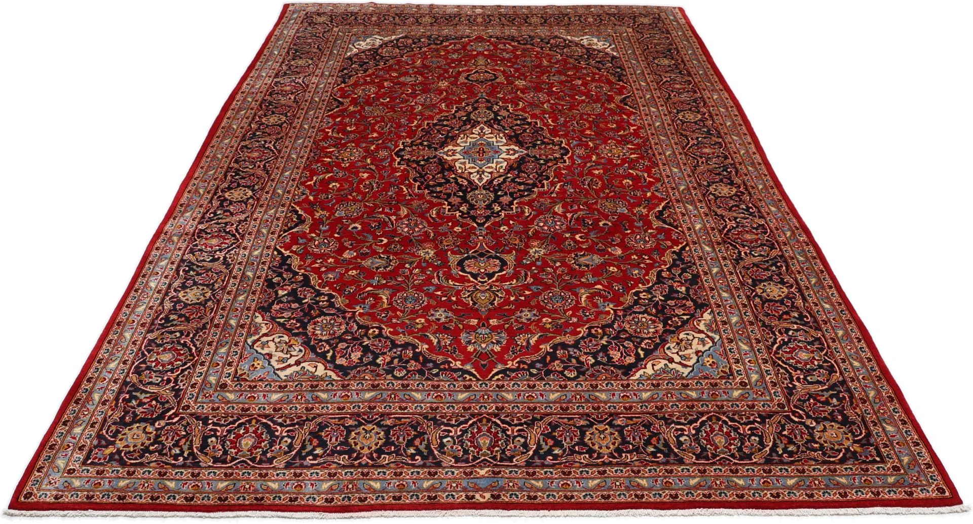 Handgeknüpfter Kashan Perserteppich, 253 × 385 cm, Wolle