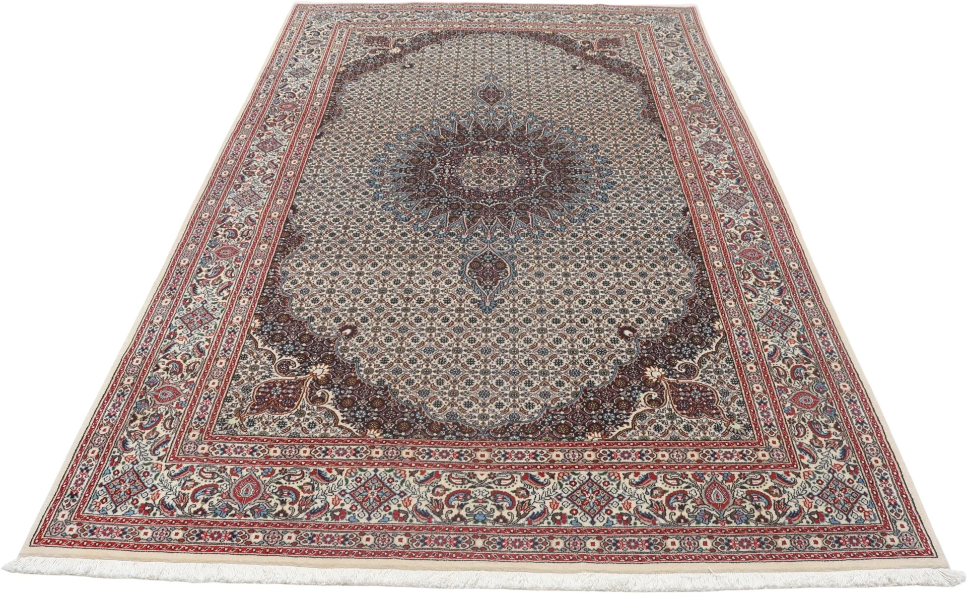Handgeknüpfter Moud Perserteppich, 195 × 300 cm, Wolle & Seide