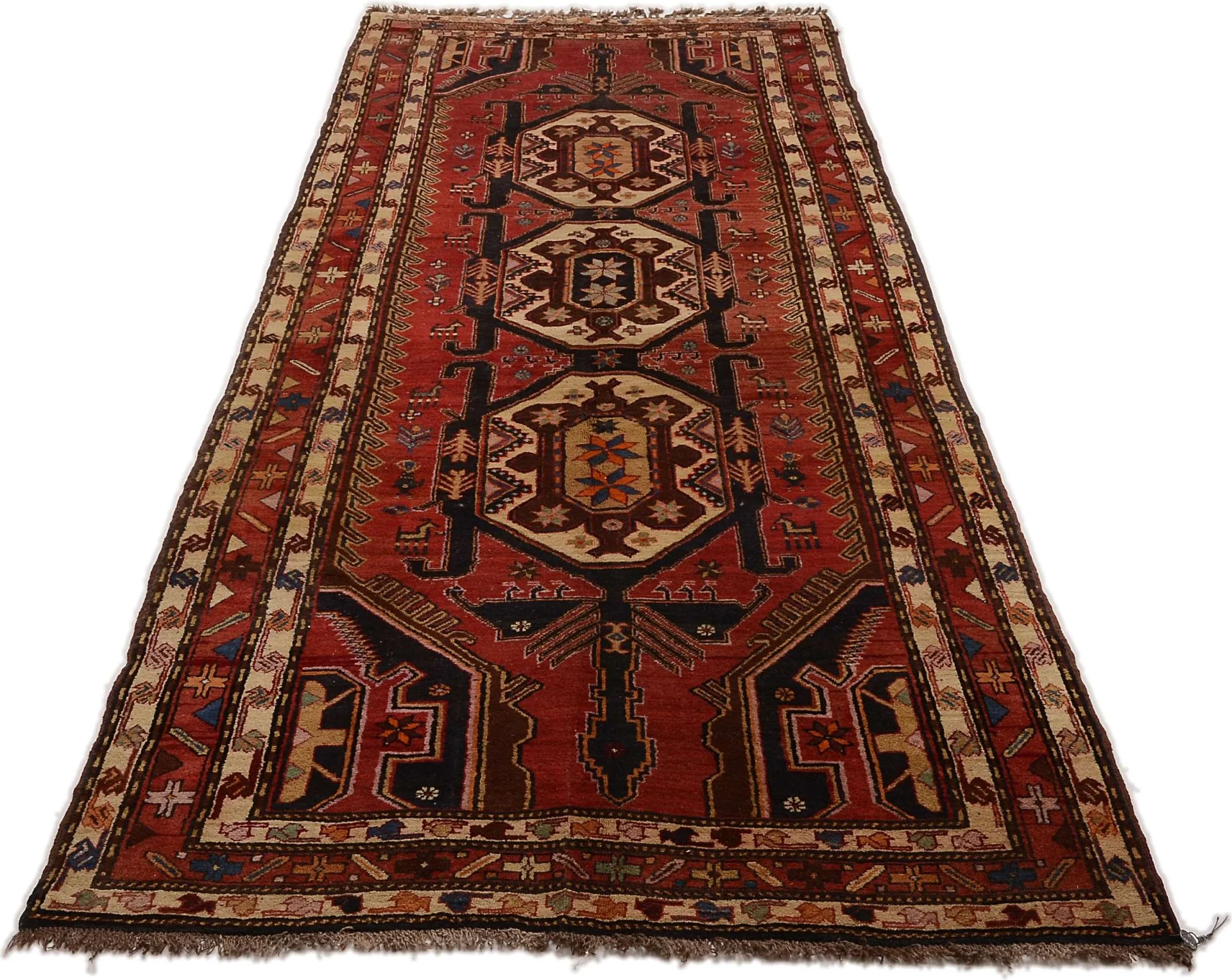 Handgeknüpfter Shiraz Perserteppich, 143 × 376 cm, Wolle