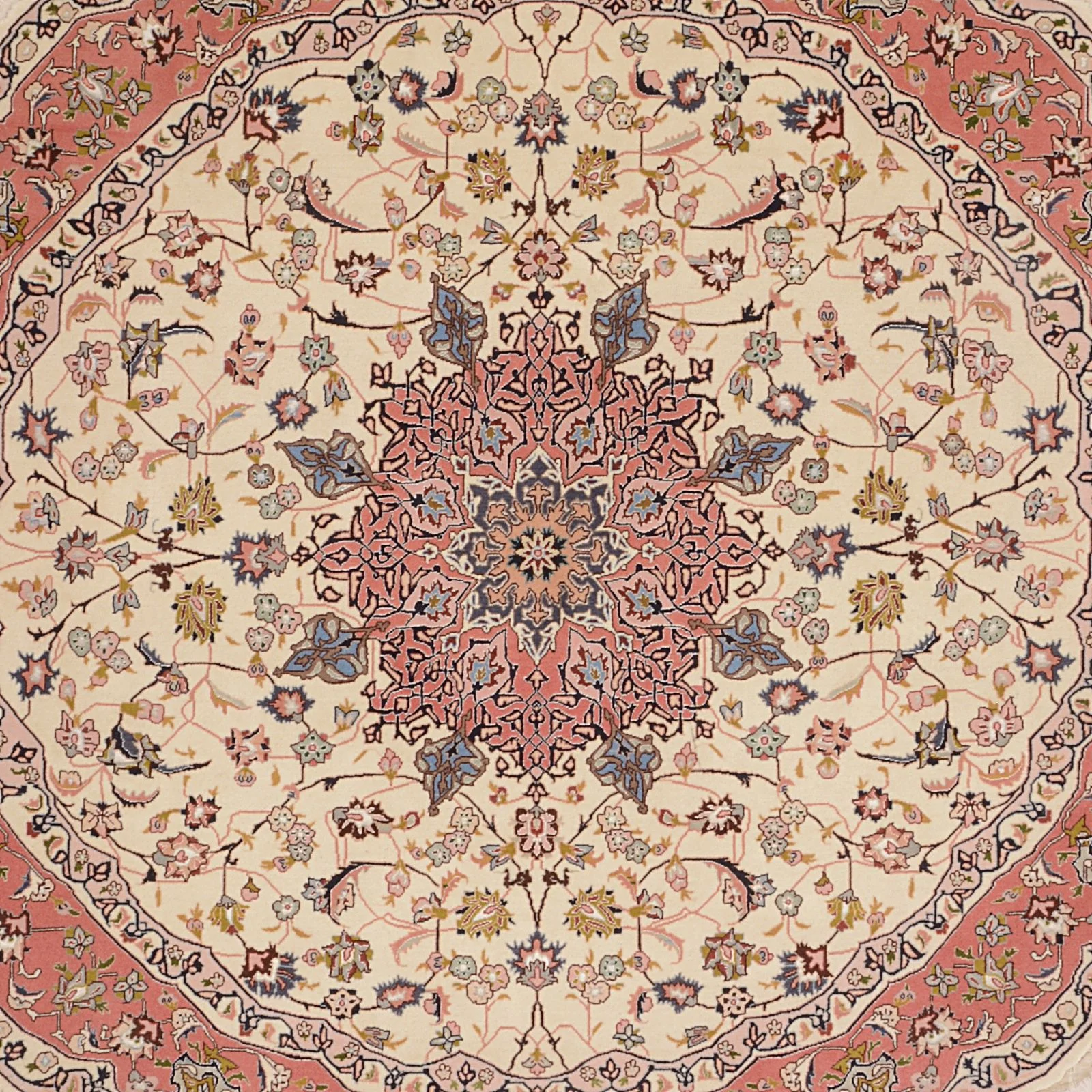 Täbriz Perserteppich 195 × 195 cm aus Wolle, handgeknüpft
