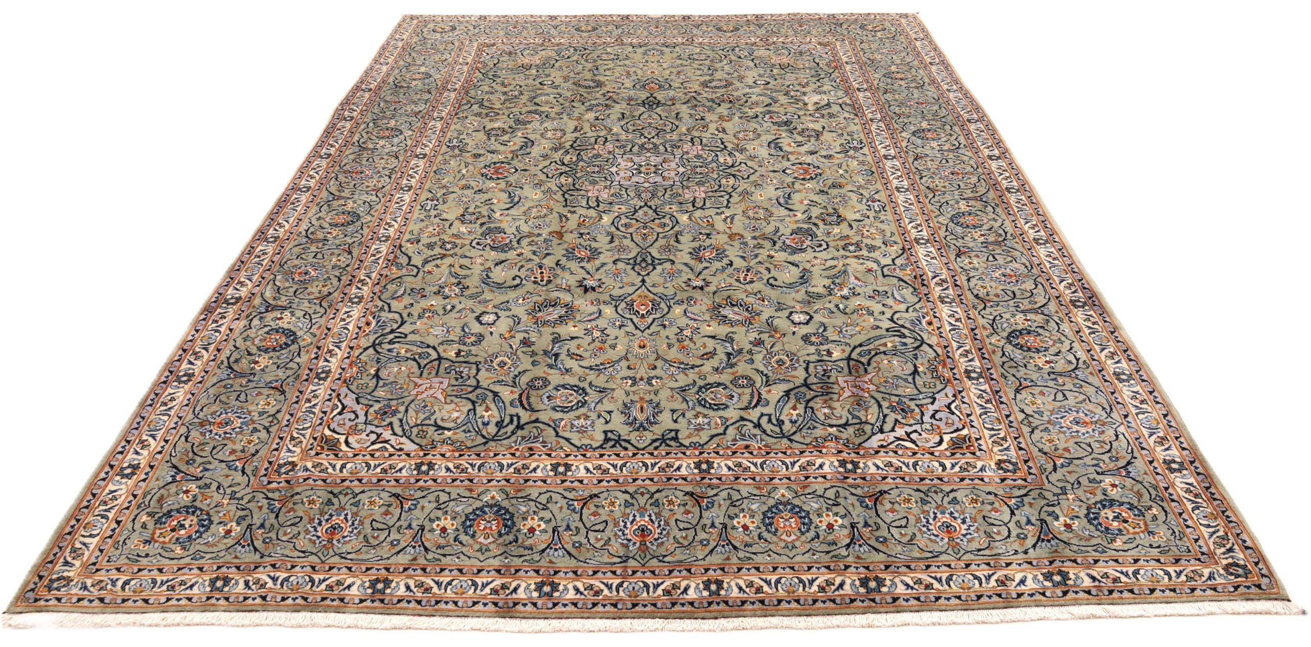 Handgeknüpfter Kashan Perserteppich, 363 × 250 cm, Wolle