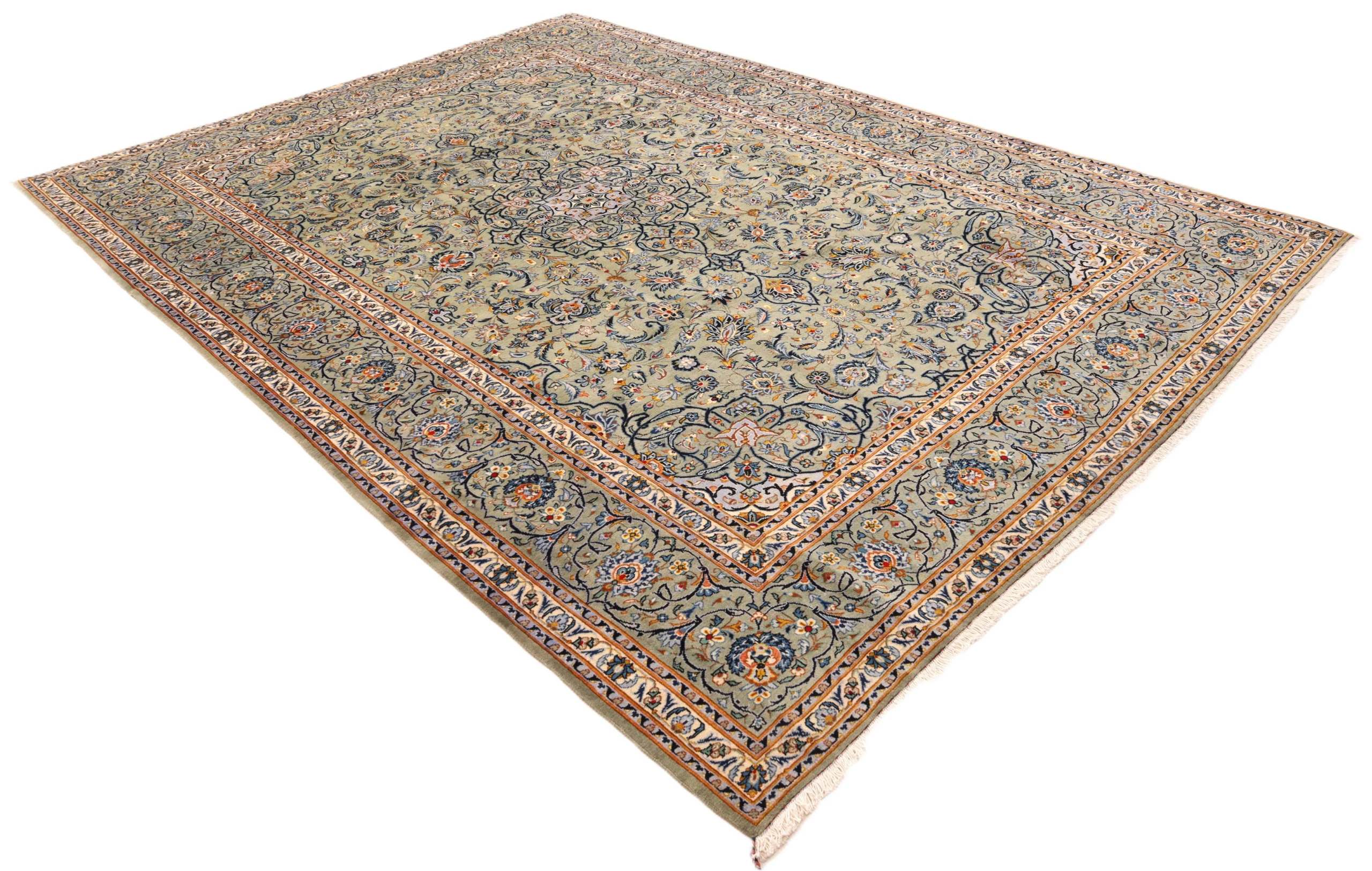Handgeknüpfter Kashan Perserteppich, 363 × 250 cm, Wolle