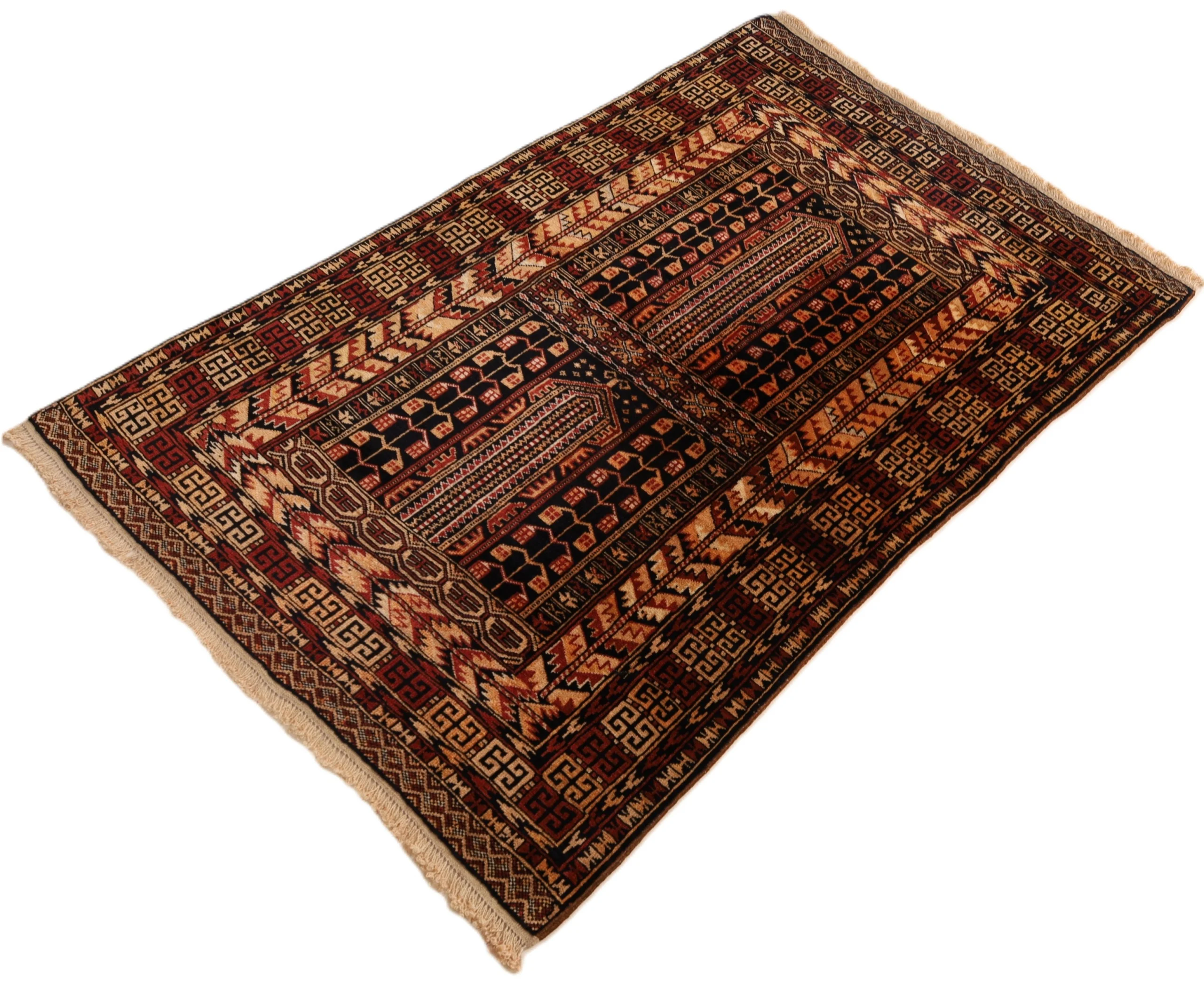 Handgeknüpfter Baluch Perserteppich, 132 × 89 cm, Wolle