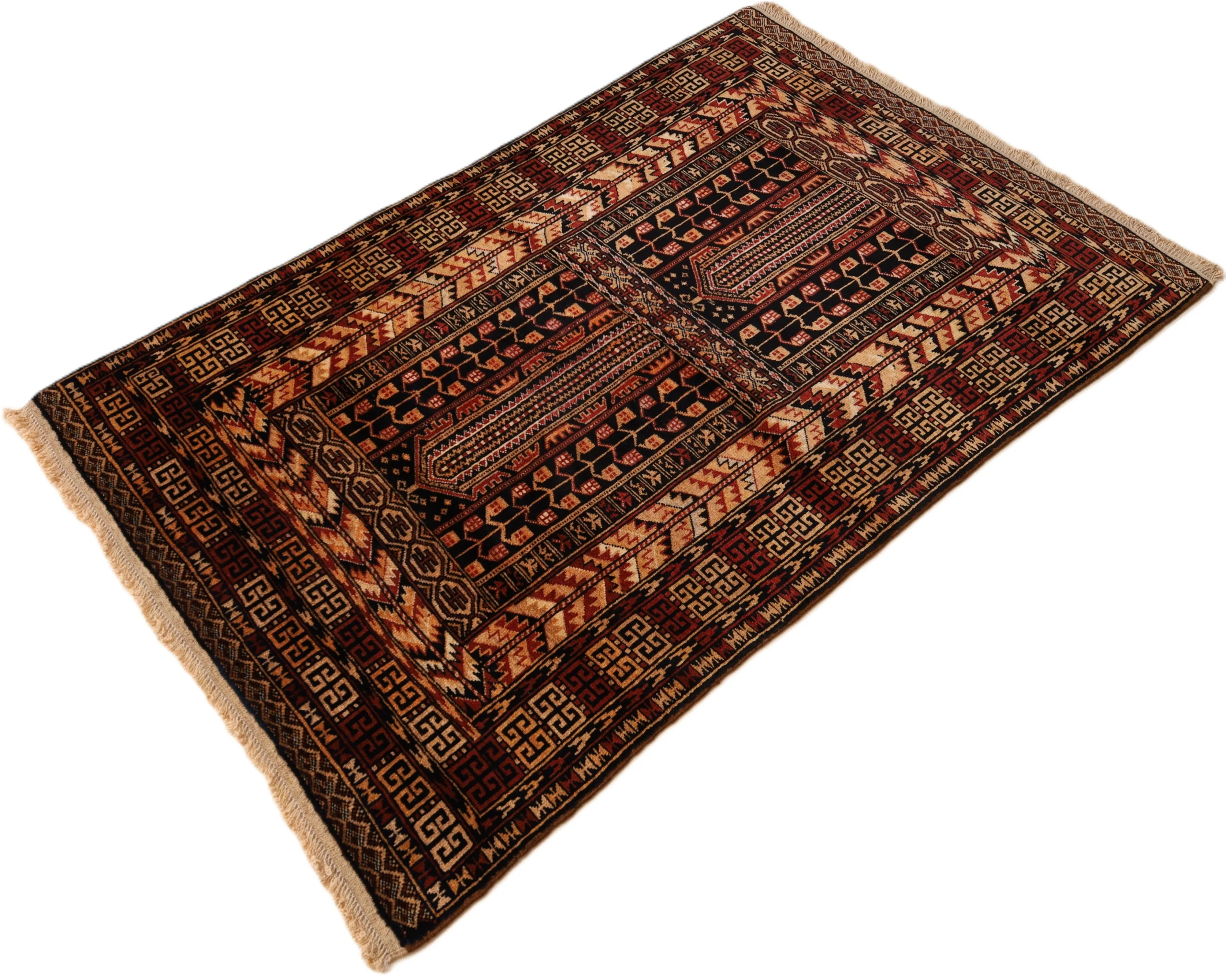 Handgeknüpfter Baluch Perserteppich, 132 × 89 cm, Wolle
