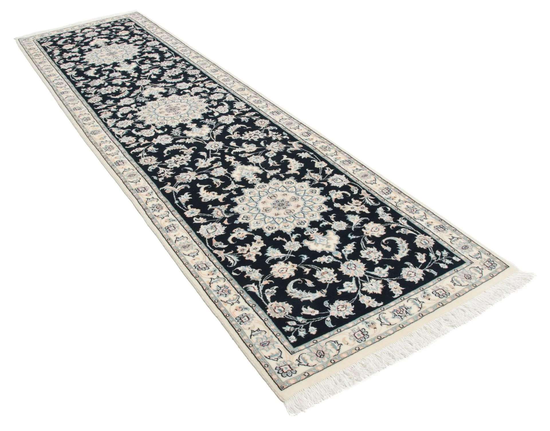 Isfahan Perserteppich 80 × 300 cm aus Wolle & Seide, handgeknüpft