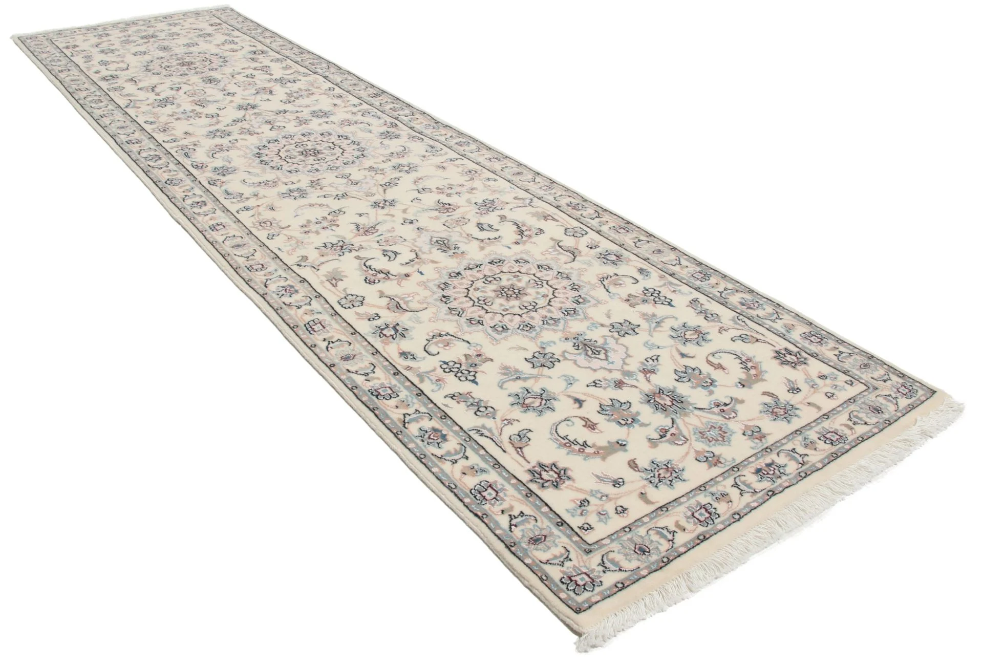Nain Perserteppich 80 × 300 cm aus Wolle & Seide, handgeknüpft