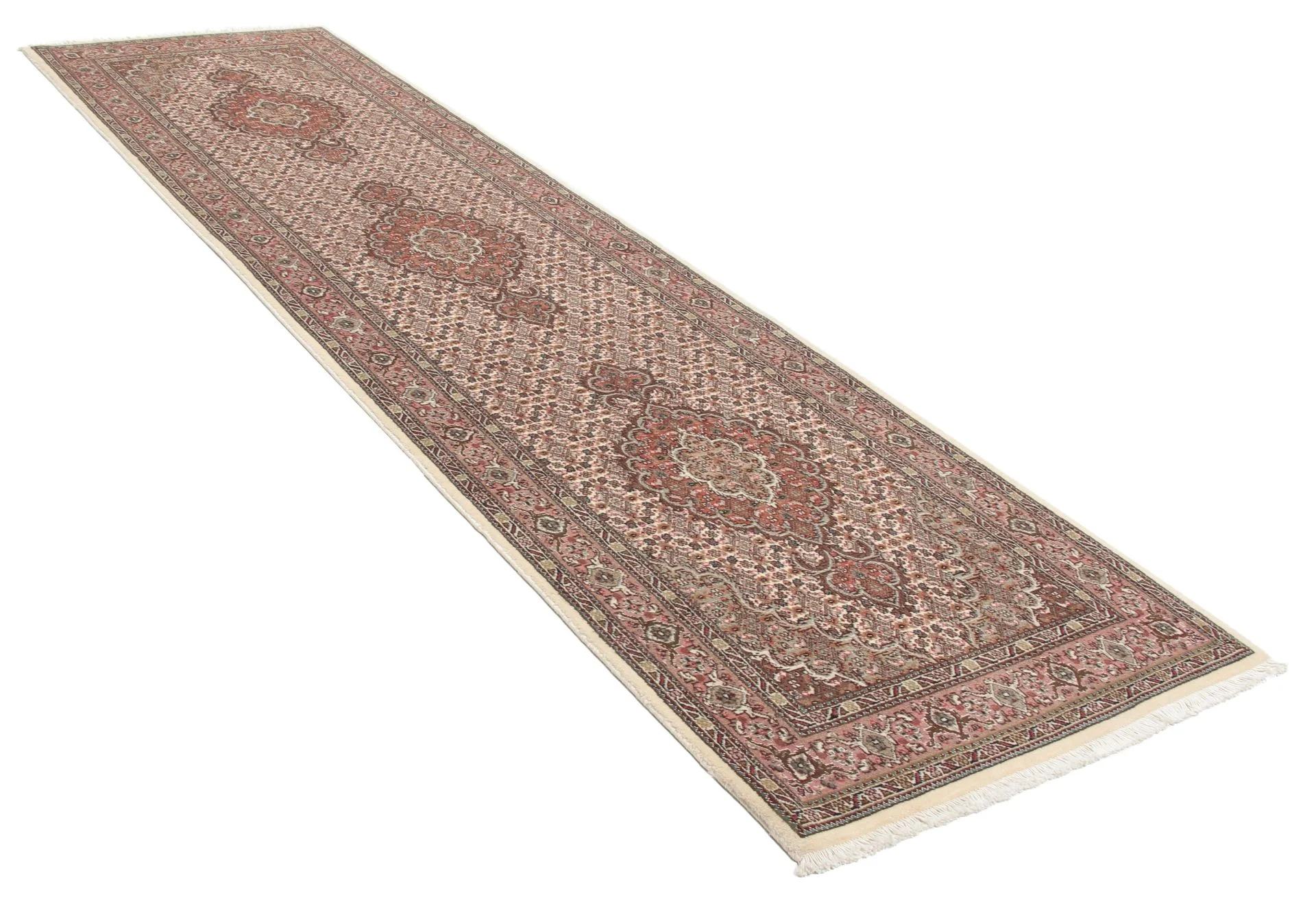 Handgeknüpfter Täbriz Perserteppich, 80 × 300 cm, Wolle & Seide