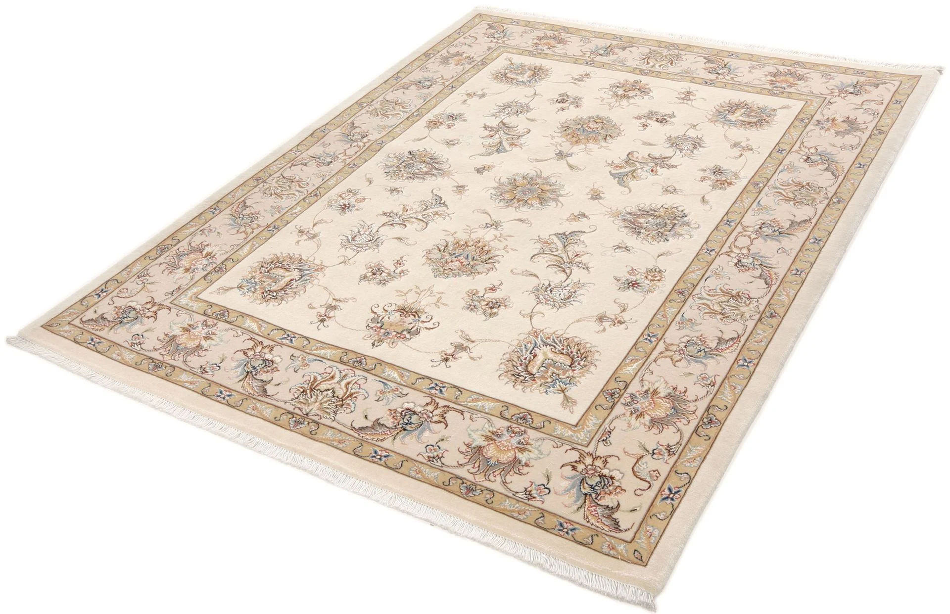 Handgeknüpfter Täbriz Perserteppich, 158 × 200 cm, Wolle & Seide