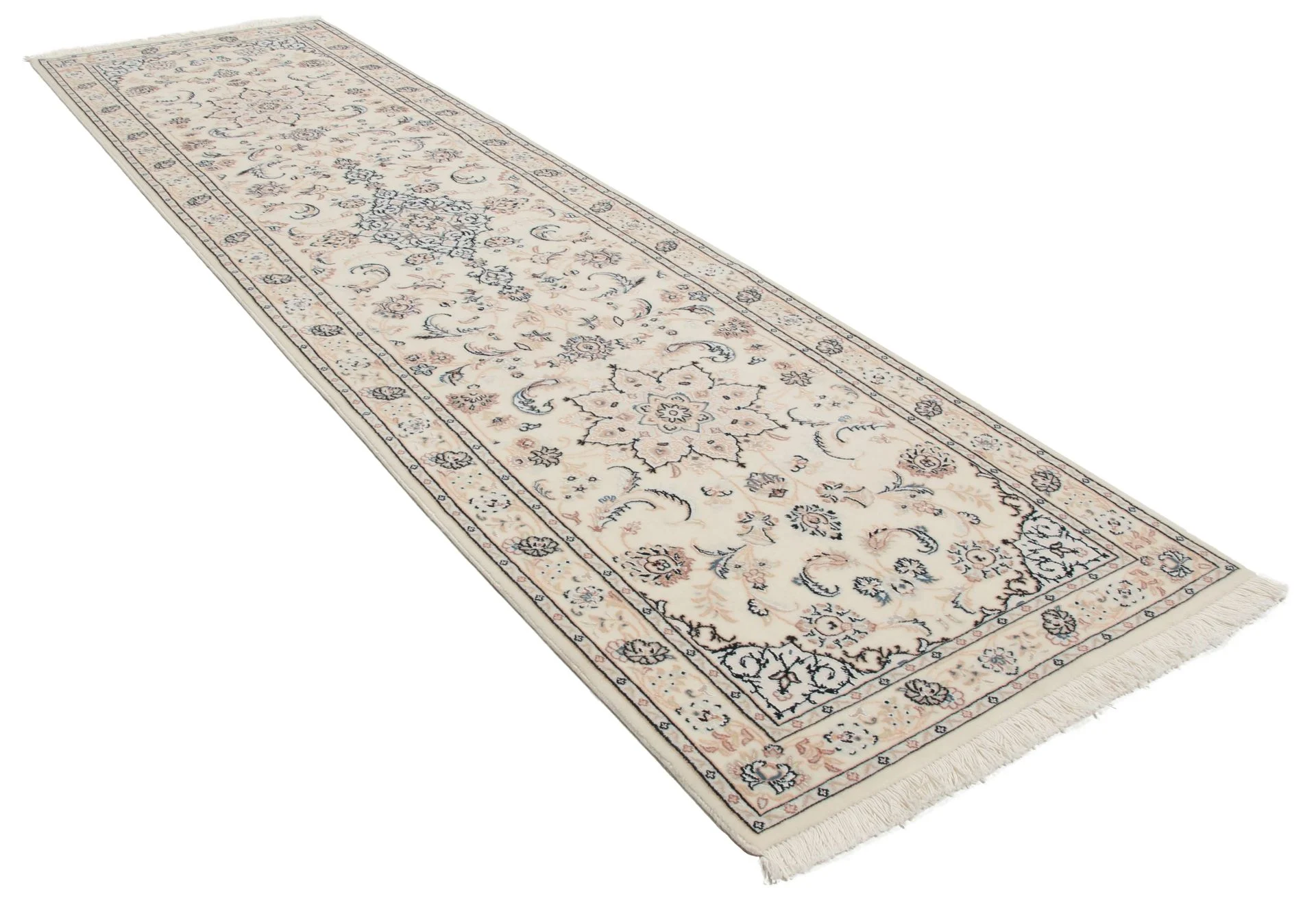 Handgeknüpfter Nain Perserteppich, 82 × 302 cm, Wolle & Seide