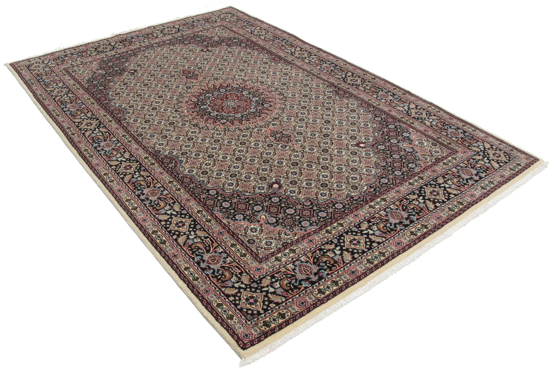 Handgeknüpfter Moud Perserteppich, 140 × 213 cm, Wolle