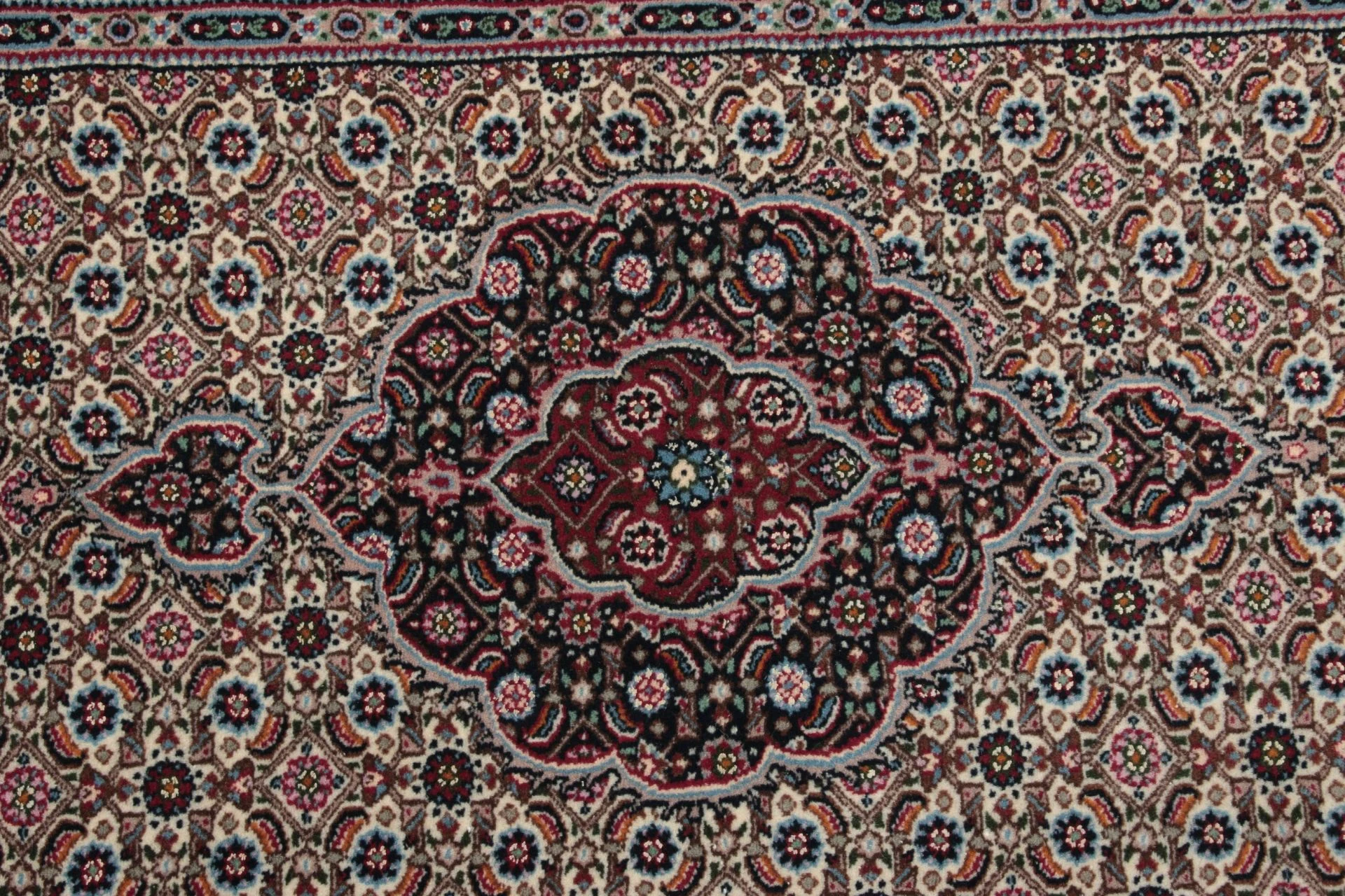 Handgeknüpfter Moud Perserteppich, 80 × 297 cm, Wolle & Seide