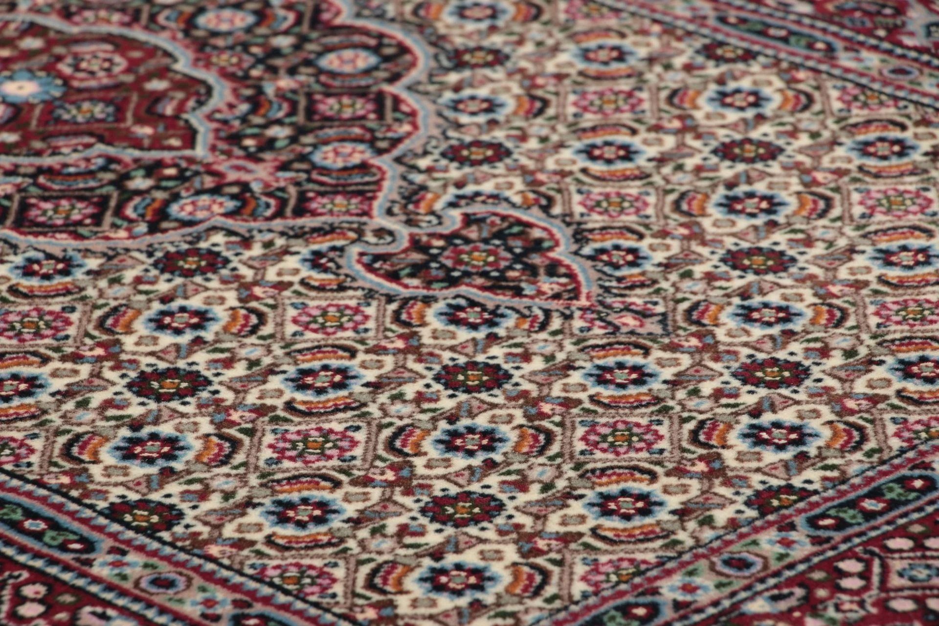 Handgeknüpfter Moud Perserteppich, 80 × 297 cm, Wolle & Seide
