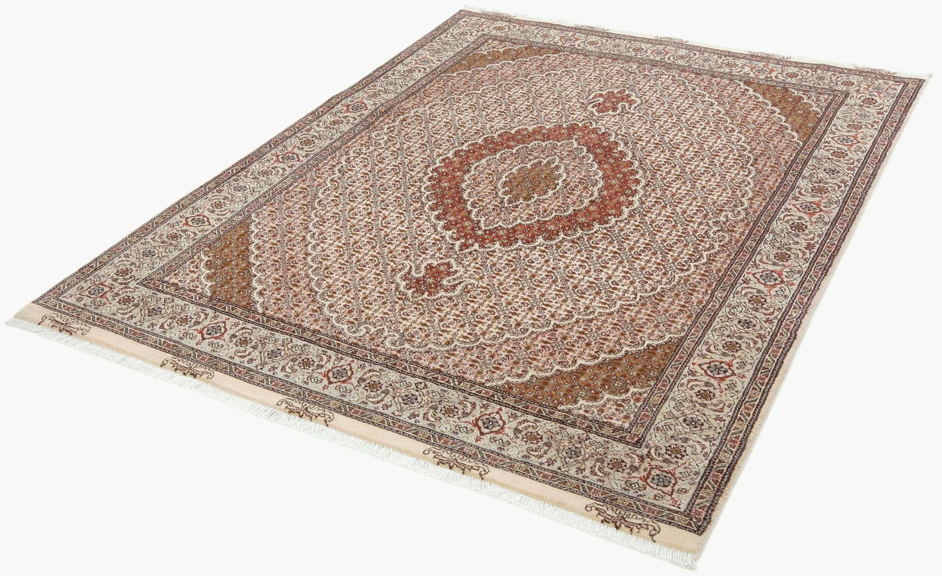 Täbriz Perserteppich 155 × 205 cm aus Wolle & Seide, handgeknüpft