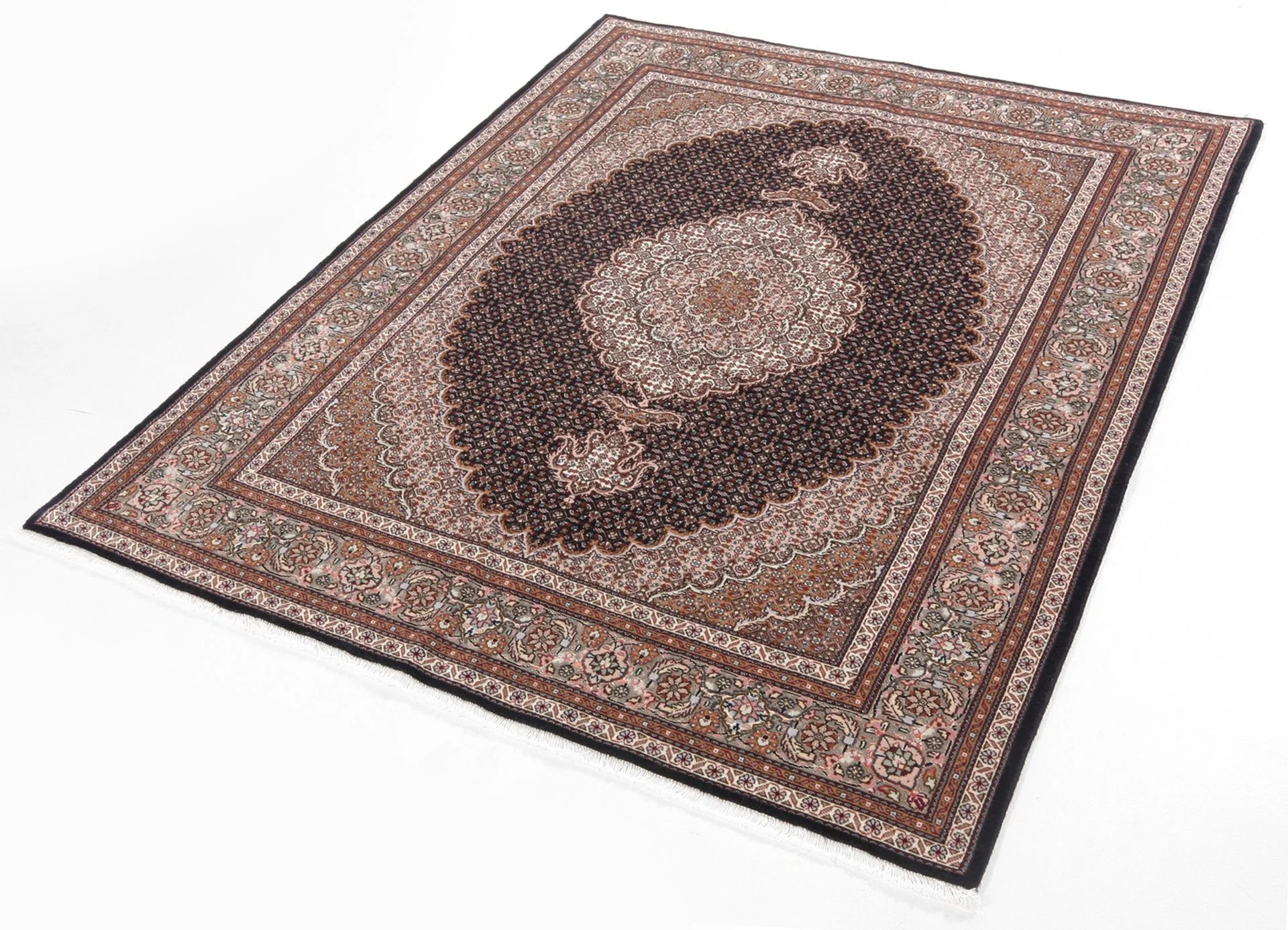 Handgeknüpfter Täbriz Perserteppich, 153 × 212 cm, Wolle & Seide