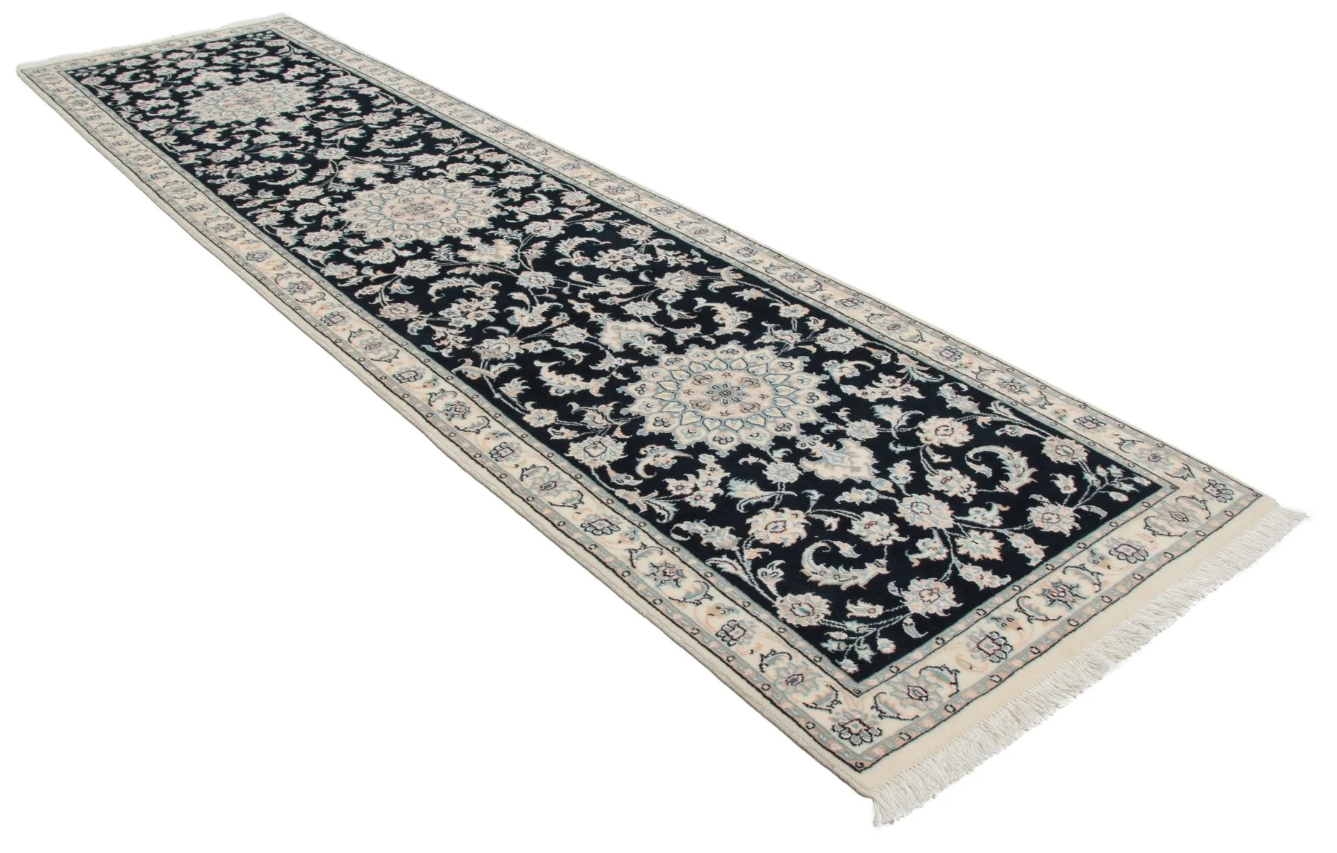 Perserteppich 80 × 300 cm aus Wolle & Seide, handgeknüpft