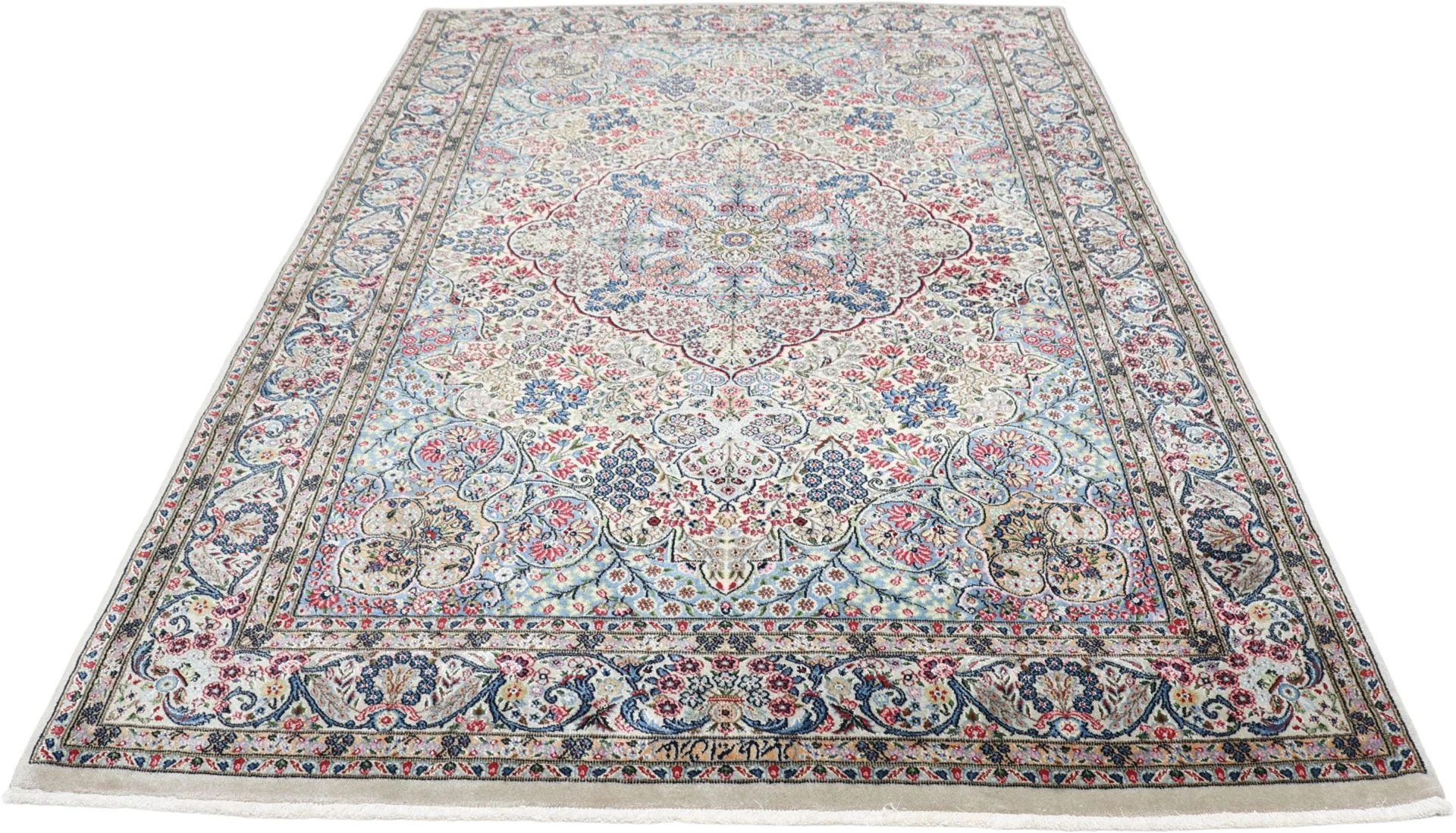 Kerman Perserteppich 163 × 245 cm aus Wolle & Seide, handgeknüpft