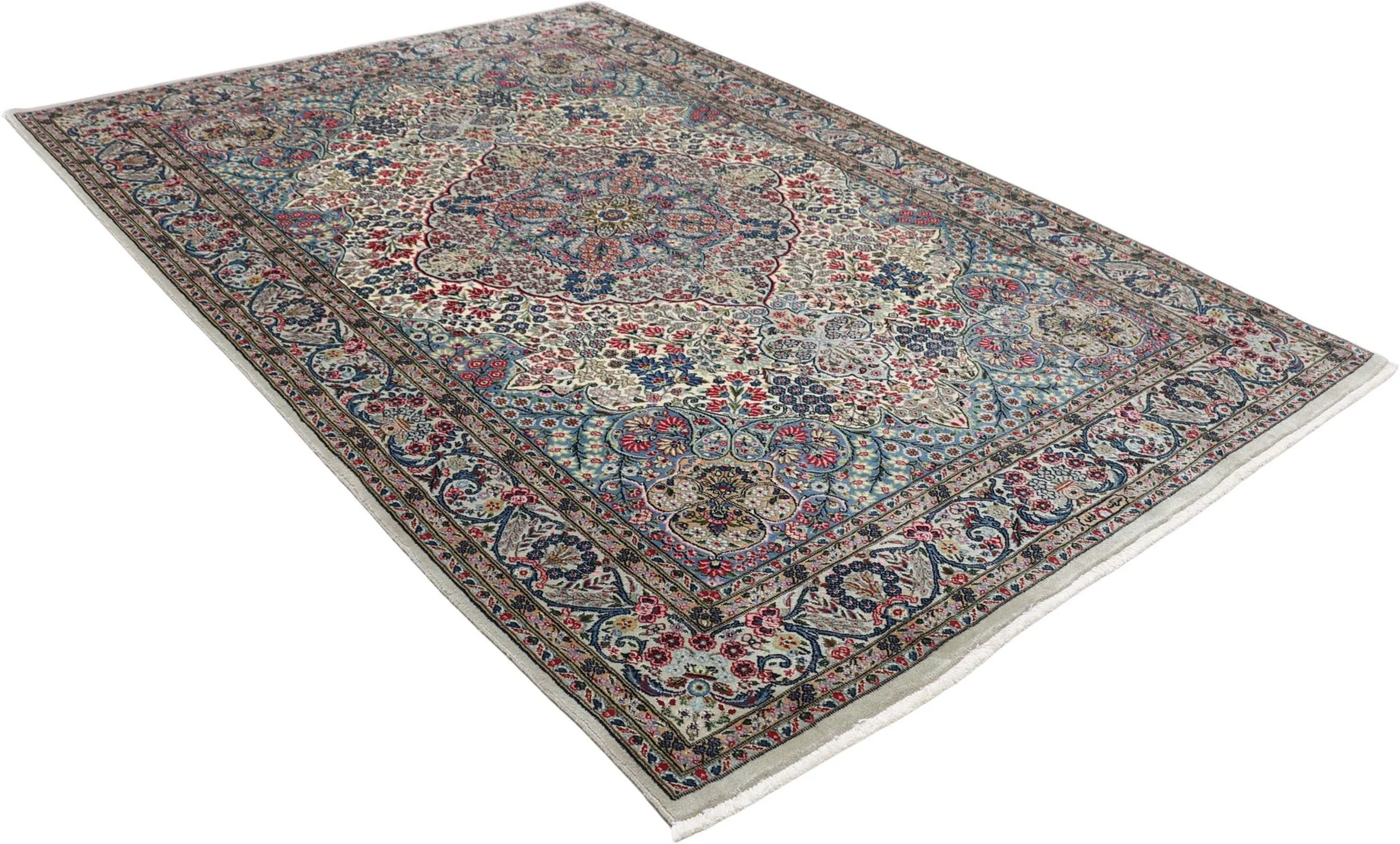 Kerman Perserteppich 163 × 245 cm aus Wolle & Seide, handgeknüpft