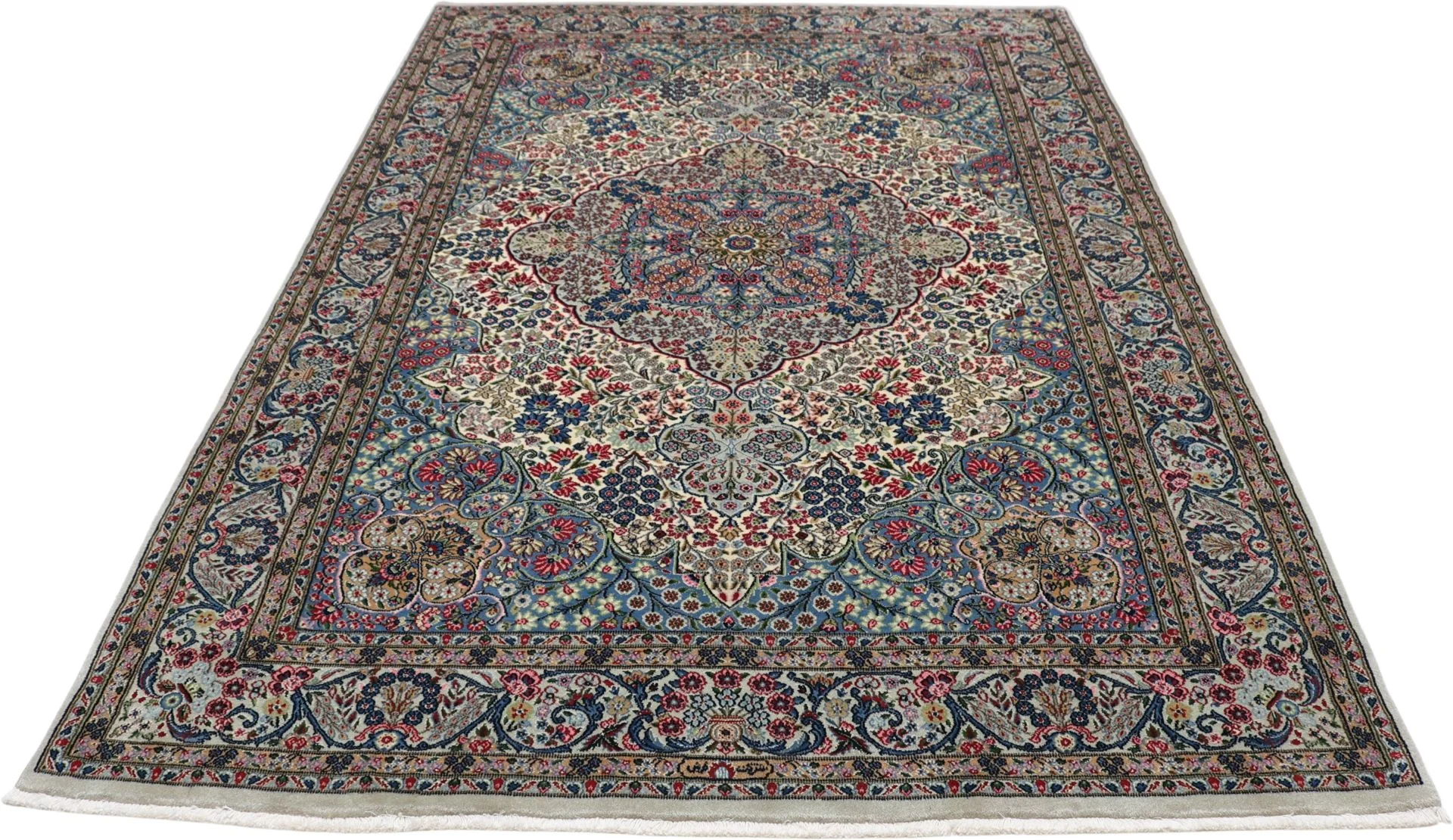 Kerman Perserteppich 163 × 245 cm aus Wolle & Seide, handgeknüpft