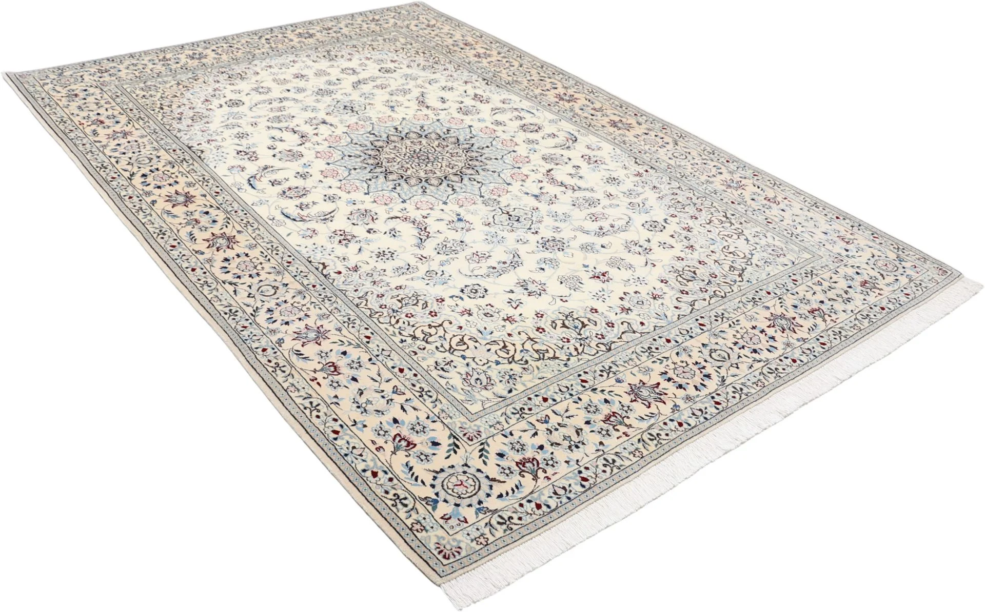 Handgeknüpfter Nain Perserteppich, 160 × 242 cm, Wolle & Seide