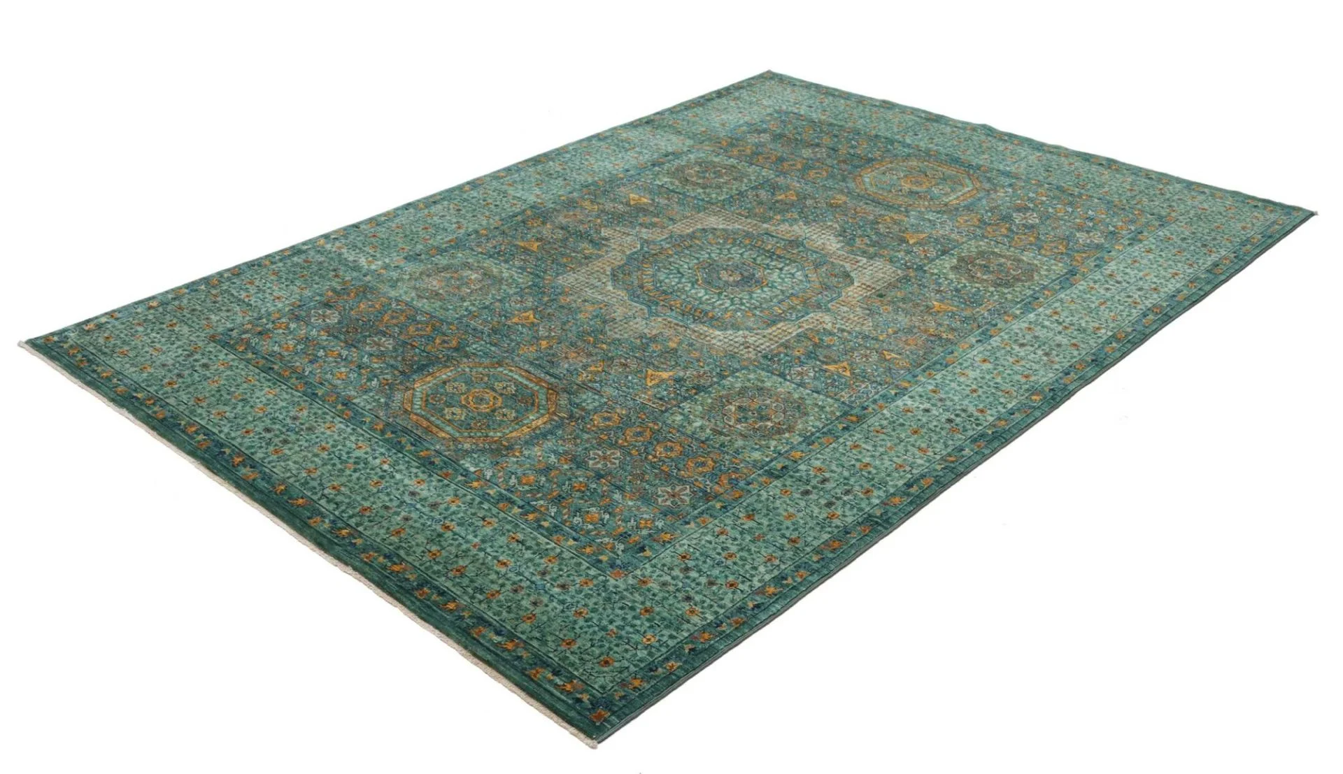 orientteppich-mamluk-170-x-235-cm-schurwolle-handgeknupft-grun-4 Mamluk Orientteppich aus Pakistan, 170 × 235 cm