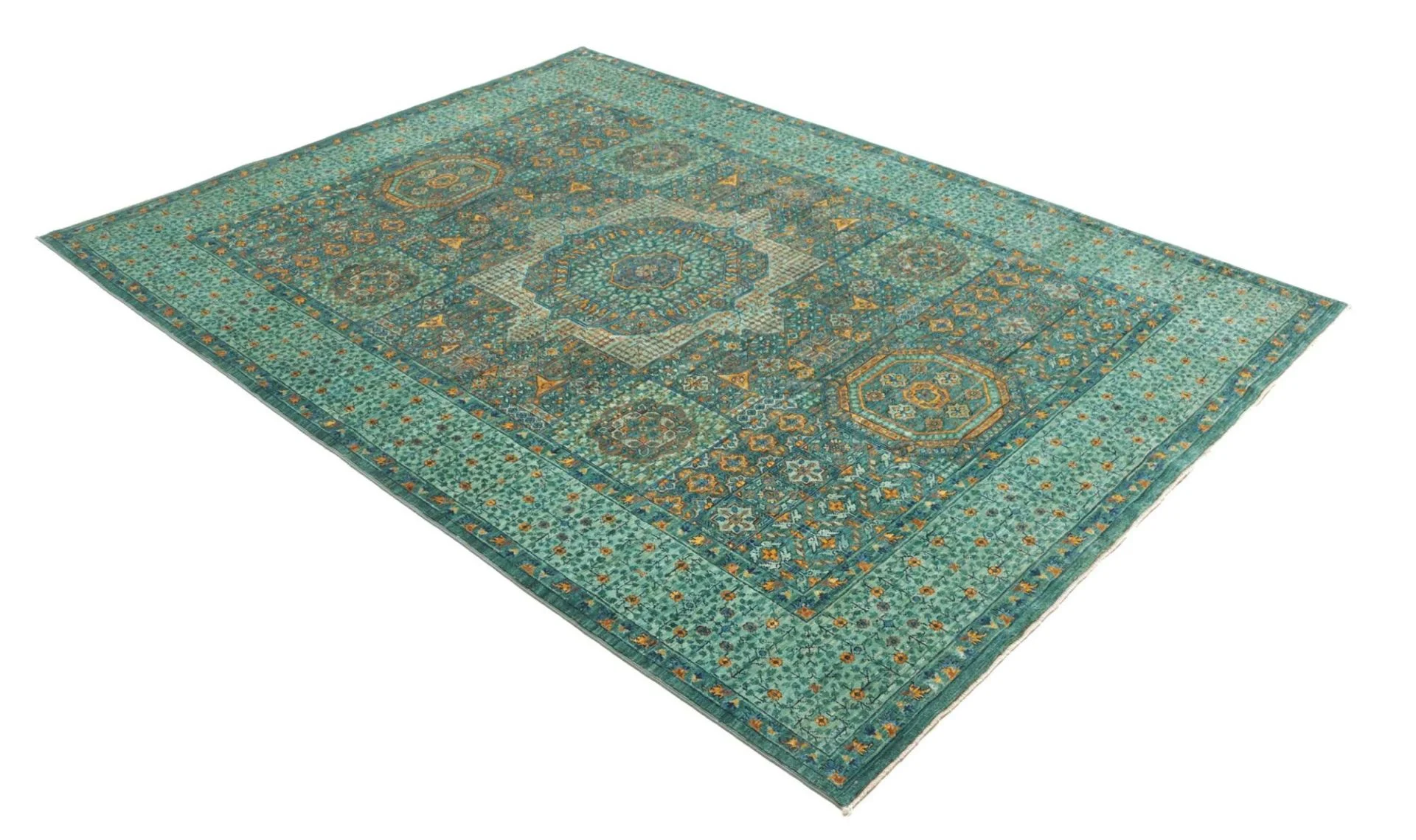 orientteppich-mamluk-170-x-235-cm-schurwolle-handgeknupft-grun-6 Mamluk Orientteppich aus Pakistan, 170 × 235 cm