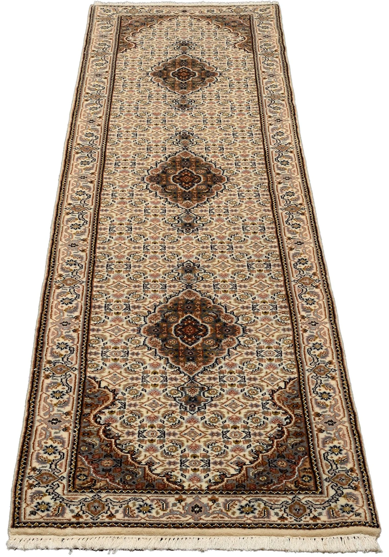 orientlaufer-tabriz-74-x-303-cm-schurwolle-und-seide-handgeknupft-2 Handgeknüpfter Täbriz Orientteppich 74 × 303 cm