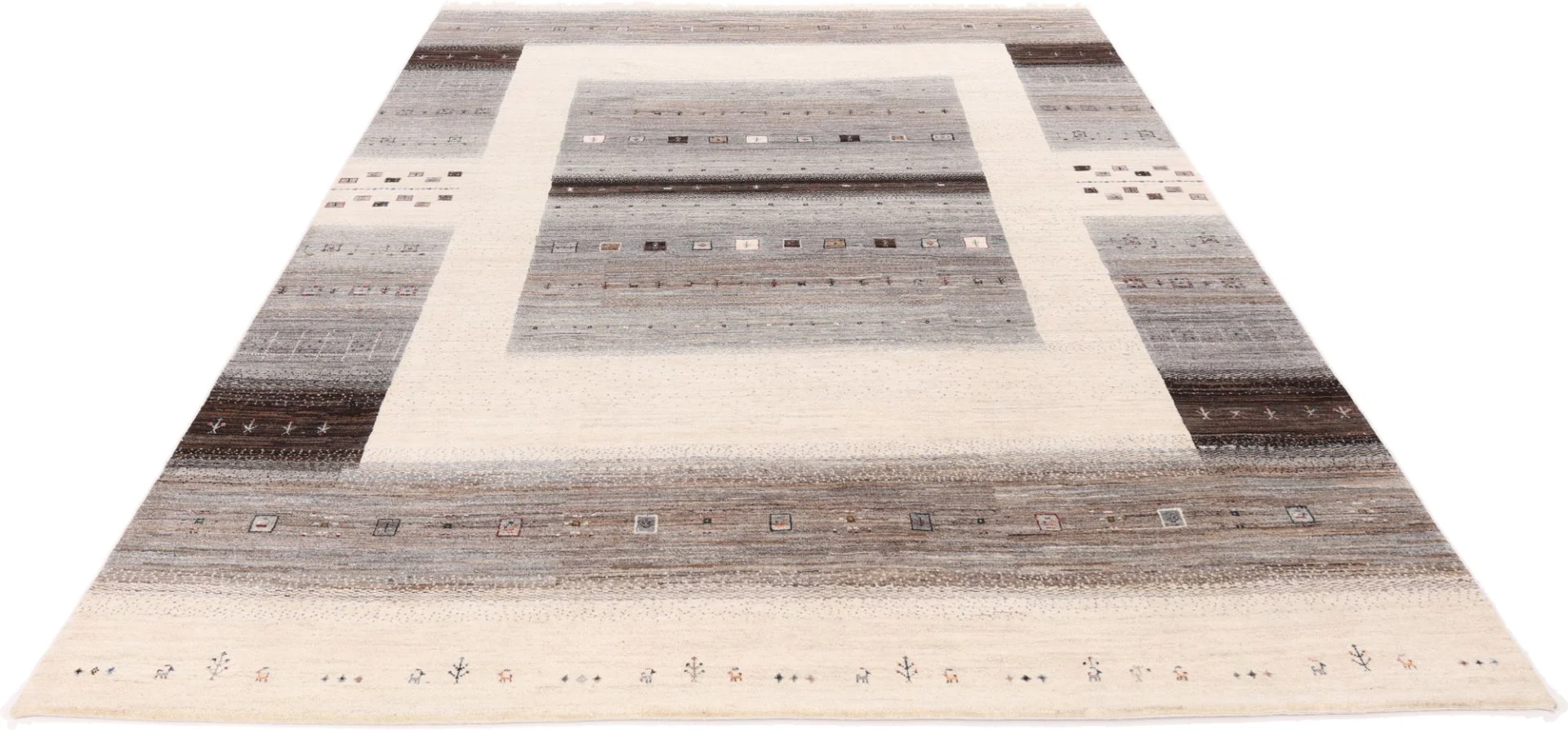 Handgeknüpfter Loribaft Orientteppich, 348 × 242 cm, Wolle & Seide