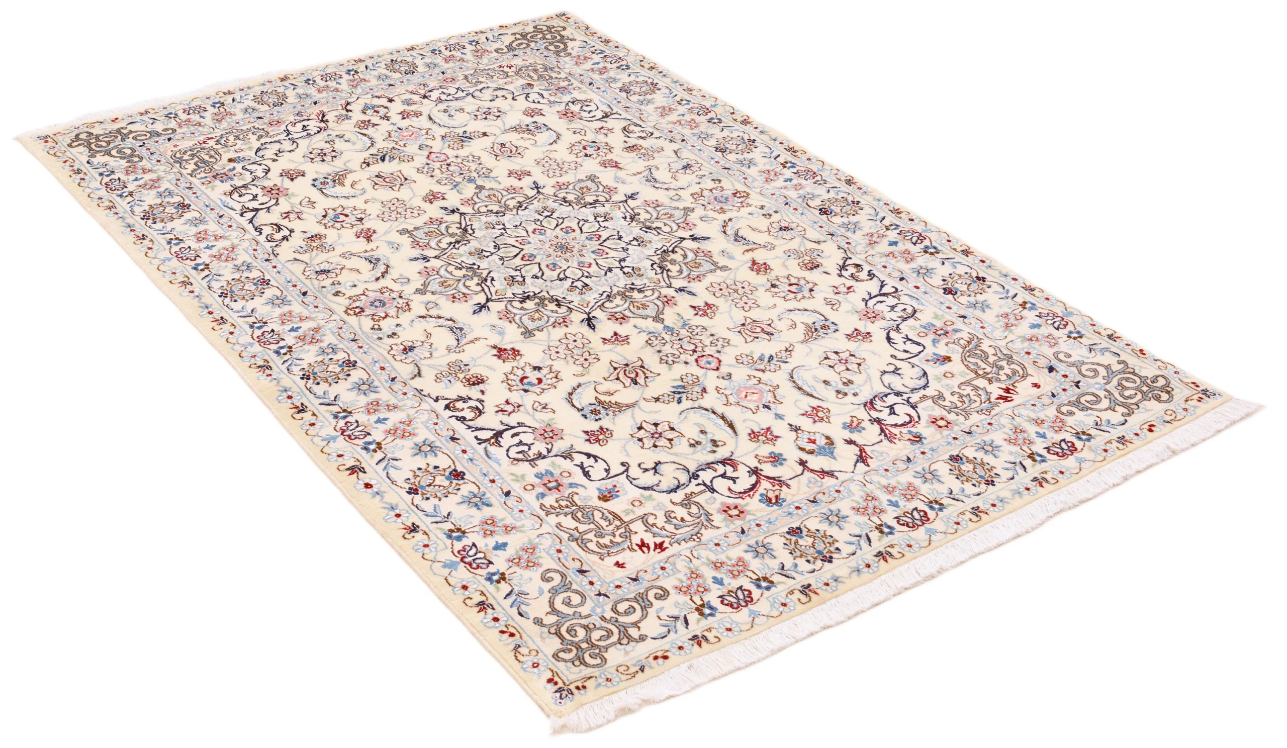 Handgeknüpfter Nain Perserteppich, 200 × 130 cm, Wolle & Seide