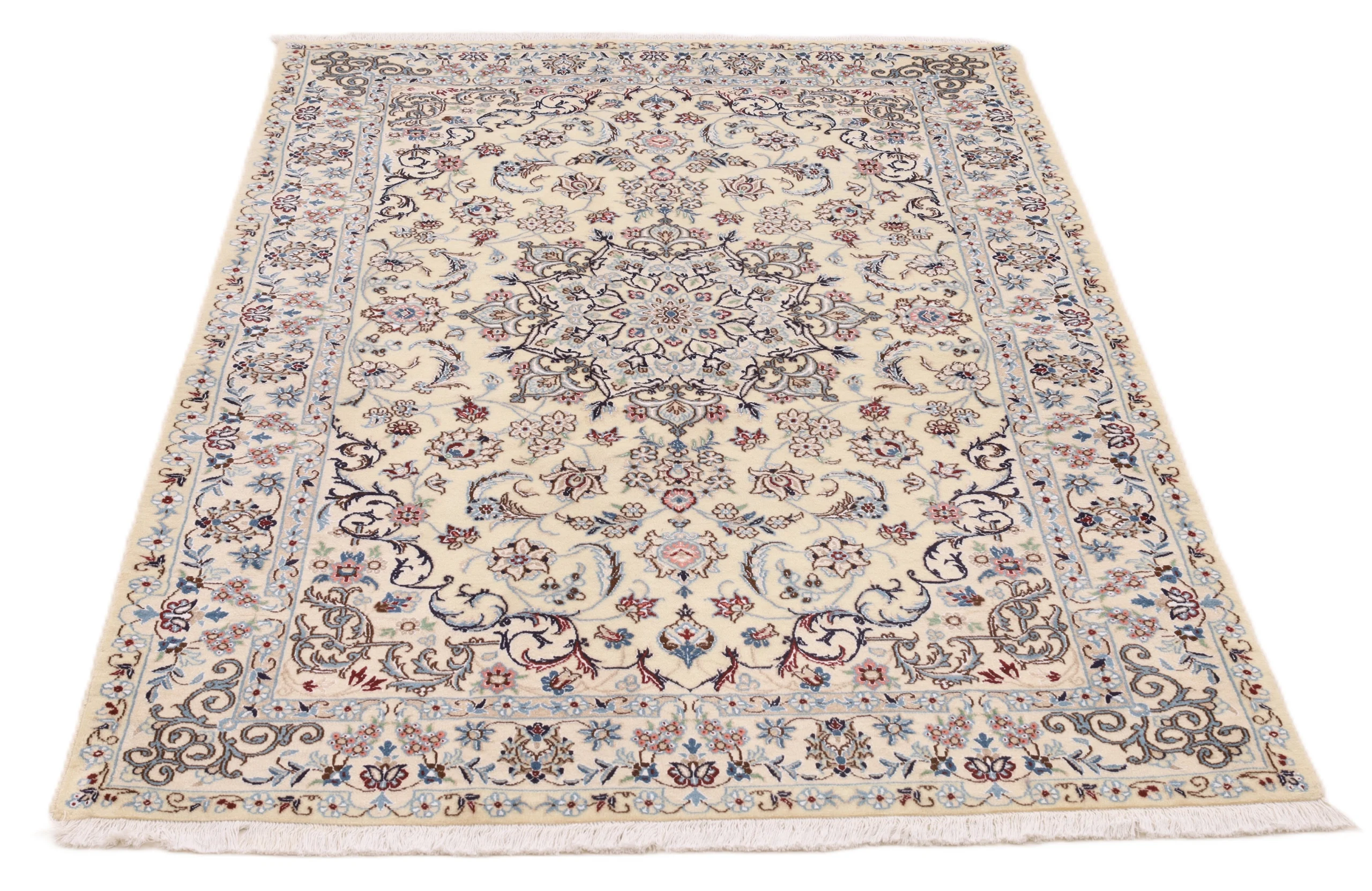 Handgeknüpfter Nain Perserteppich, 200 × 130 cm, Wolle & Seide