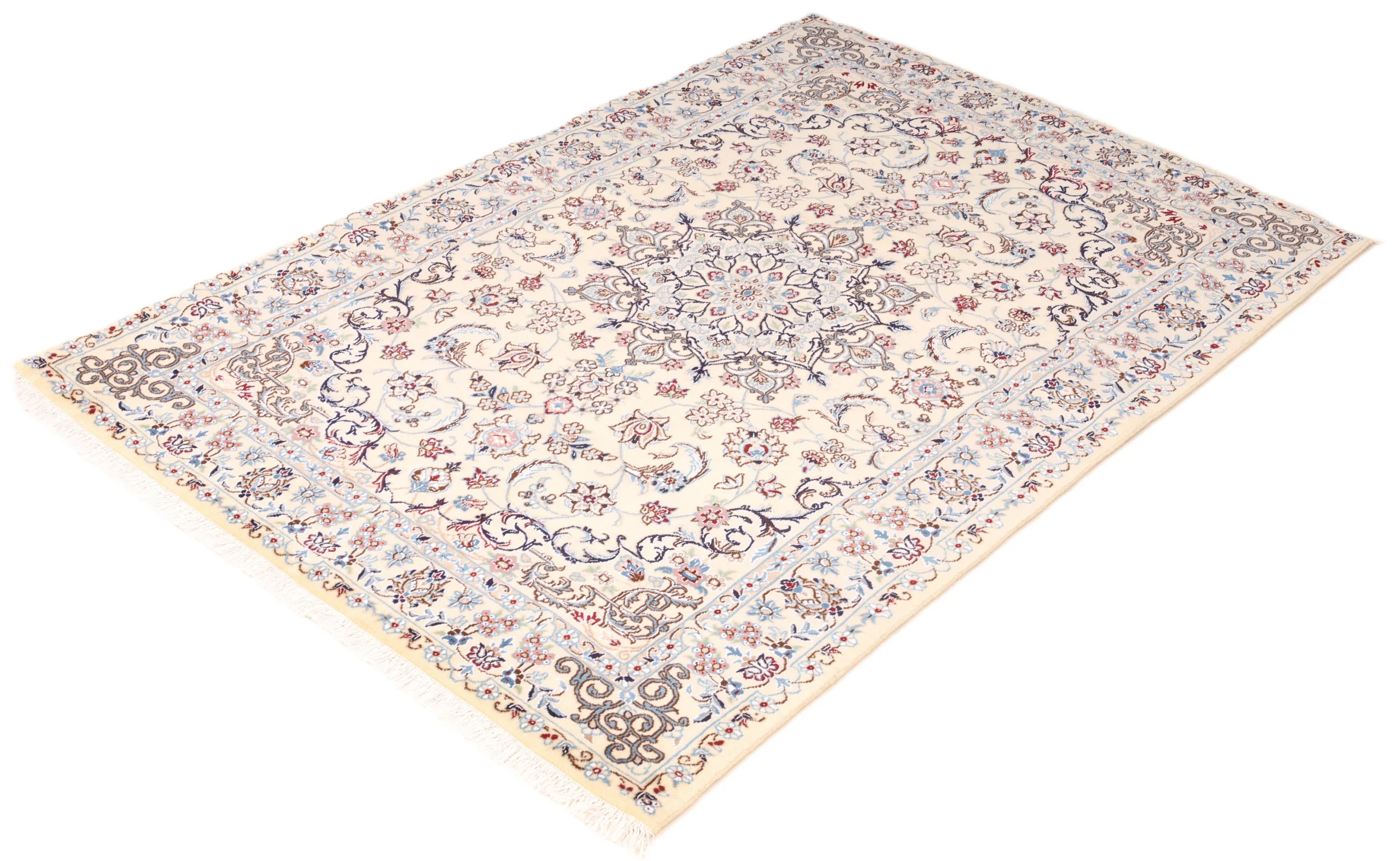 Handgeknüpfter Nain Perserteppich, 200 × 130 cm, Wolle & Seide