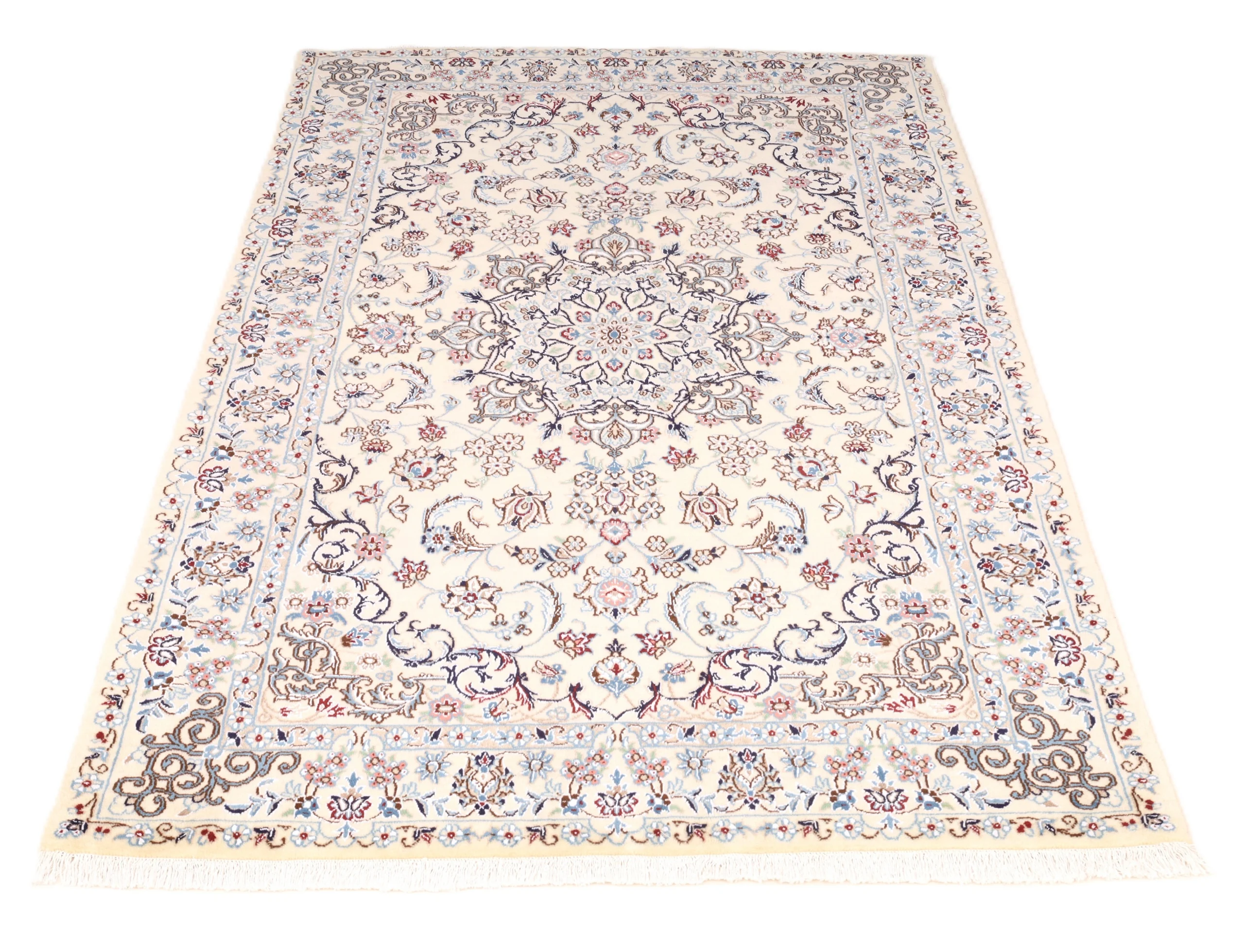 Handgeknüpfter Nain Perserteppich, 200 × 130 cm, Wolle & Seide
