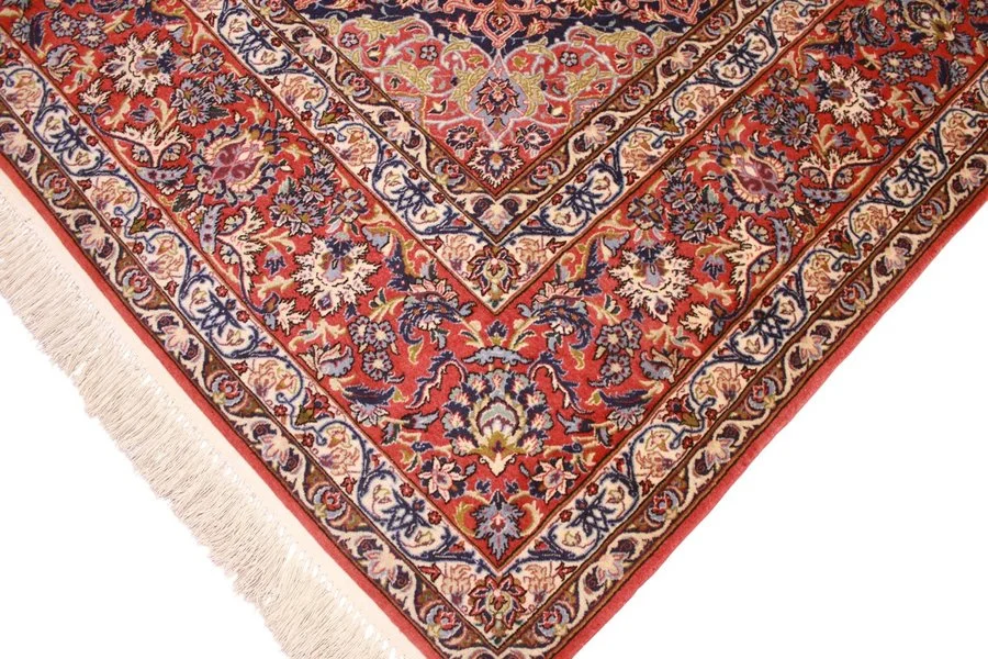 Handgeknüpfter Isfahan Perserteppich, 298 × 198 cm, Wolle & Seide