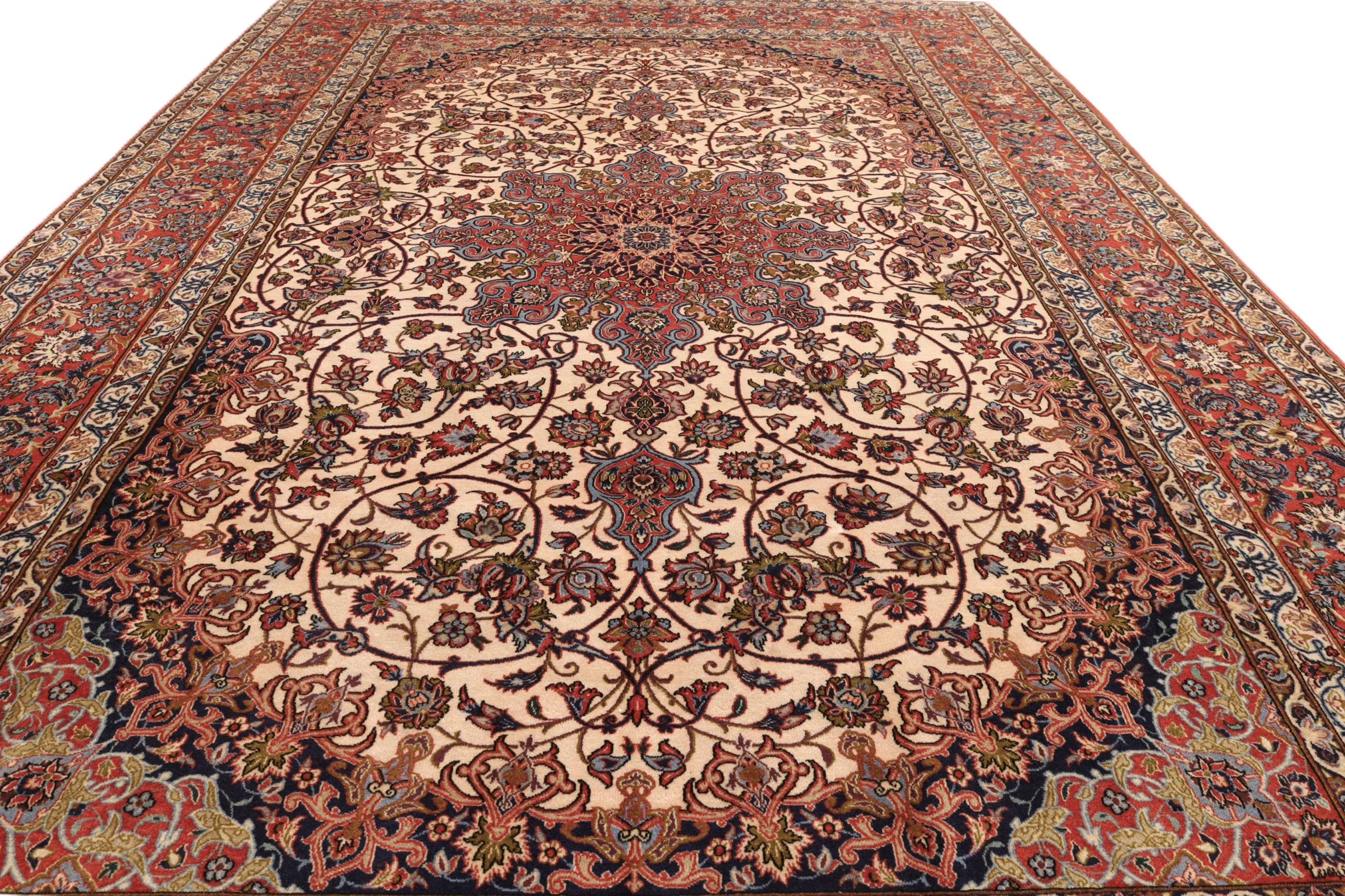 Handgeknüpfter Isfahan Perserteppich, 298 × 198 cm, Wolle & Seide