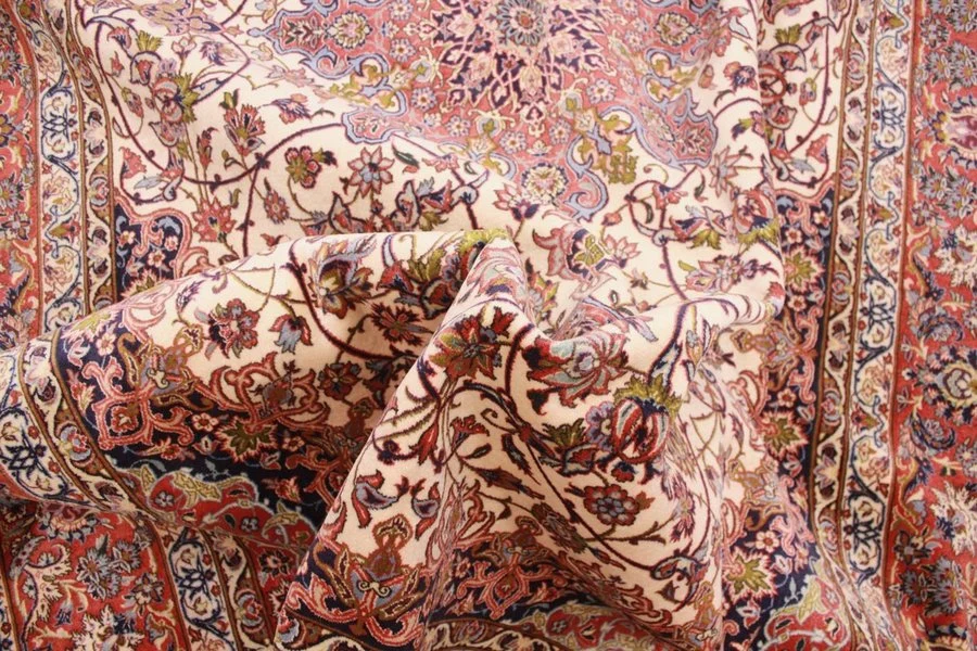 Handgeknüpfter Isfahan Perserteppich, 298 × 198 cm, Wolle & Seide