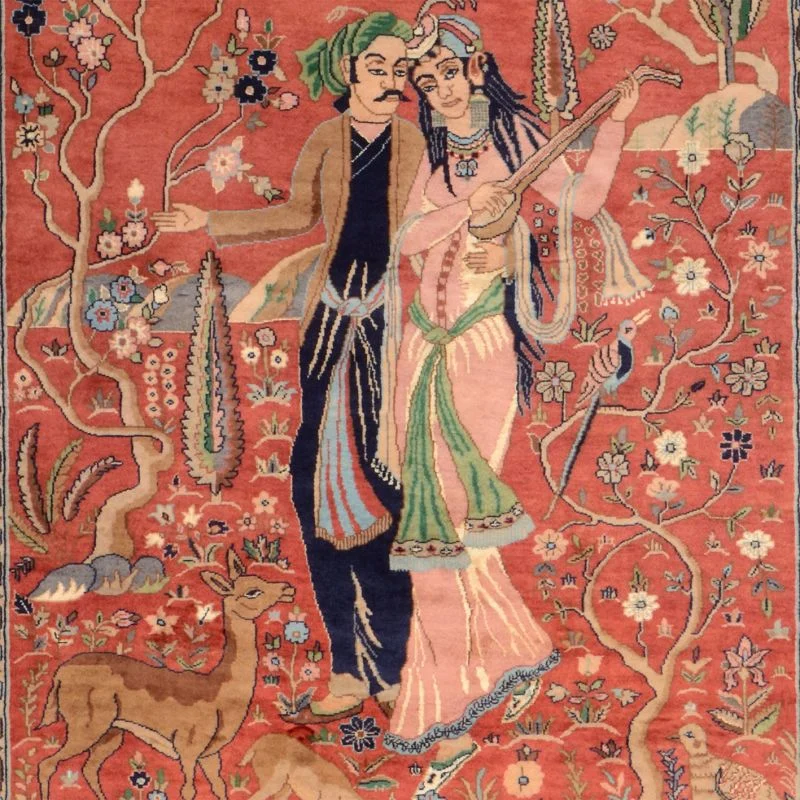 Handgeknüpfter Ghom Orientteppich, 125 × 180 cm, Wolle & Seide