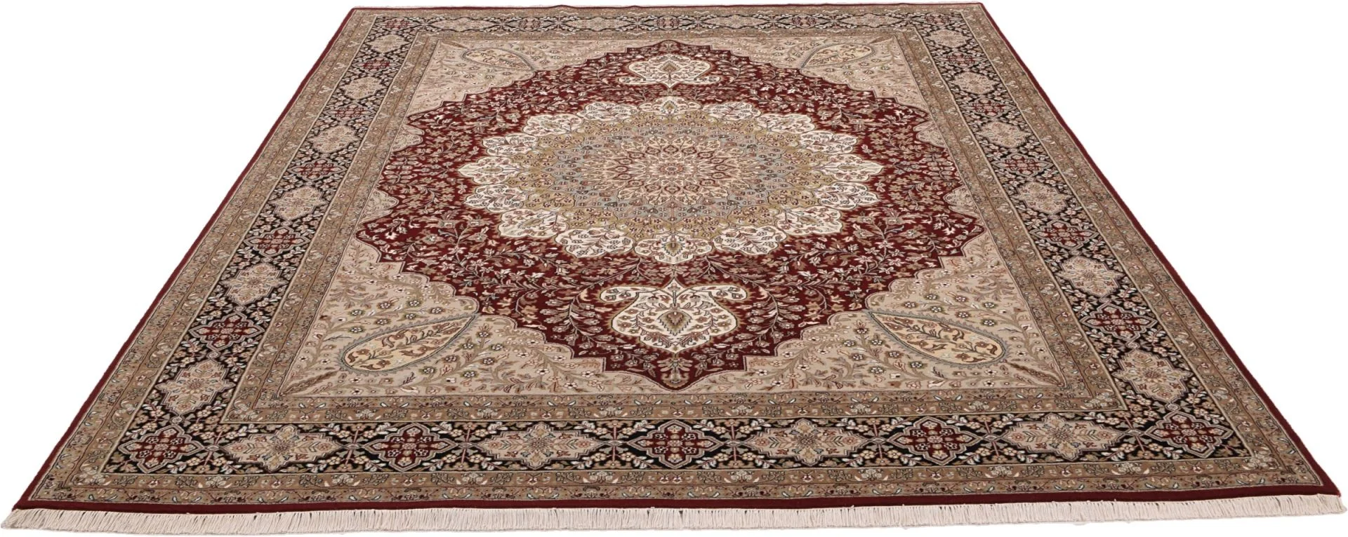 orientteppich-tabriz-275-x-371-cm-baumwolle-handgeknupft-fein-1 Täbriz Orientteppich aus Indien, 275 × 371 cm