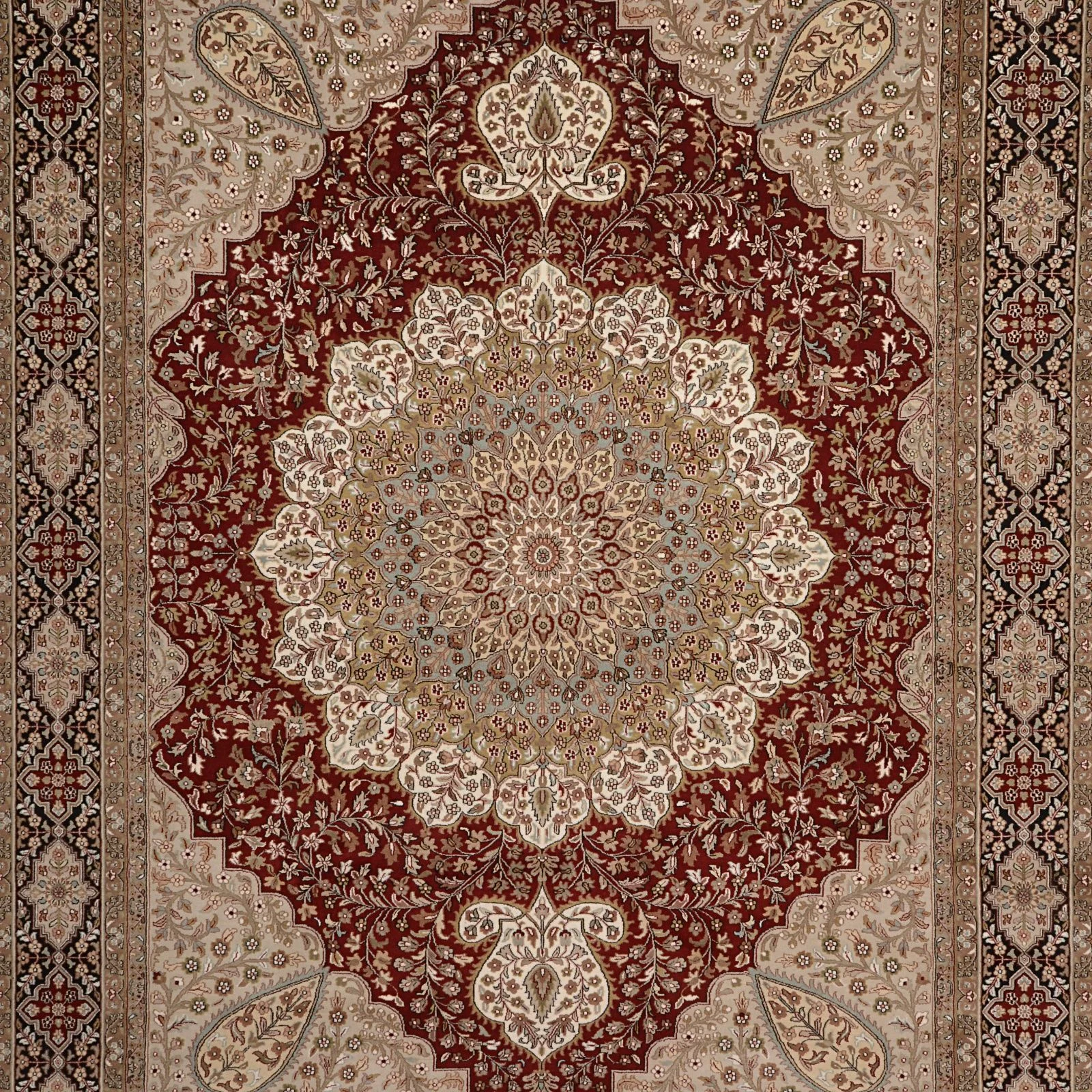 orientteppich-tabriz-275-x-371-cm-baumwolle-handgeknupft-fein-4 Täbriz Orientteppich aus Indien, 275 × 371 cm
