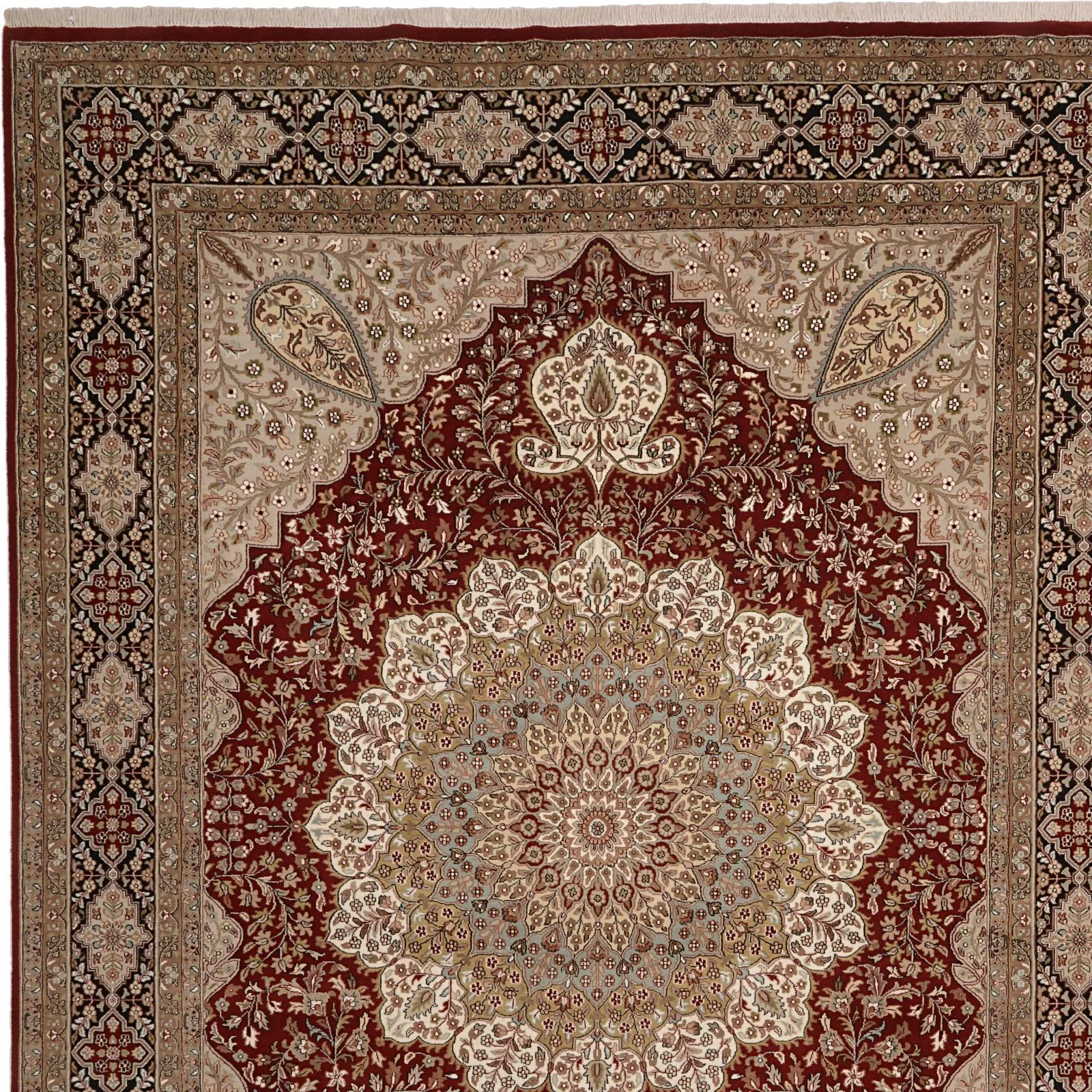 orientteppich-tabriz-275-x-371-cm-baumwolle-handgeknupft-fein-5 Täbriz Orientteppich aus Indien, 275 × 371 cm