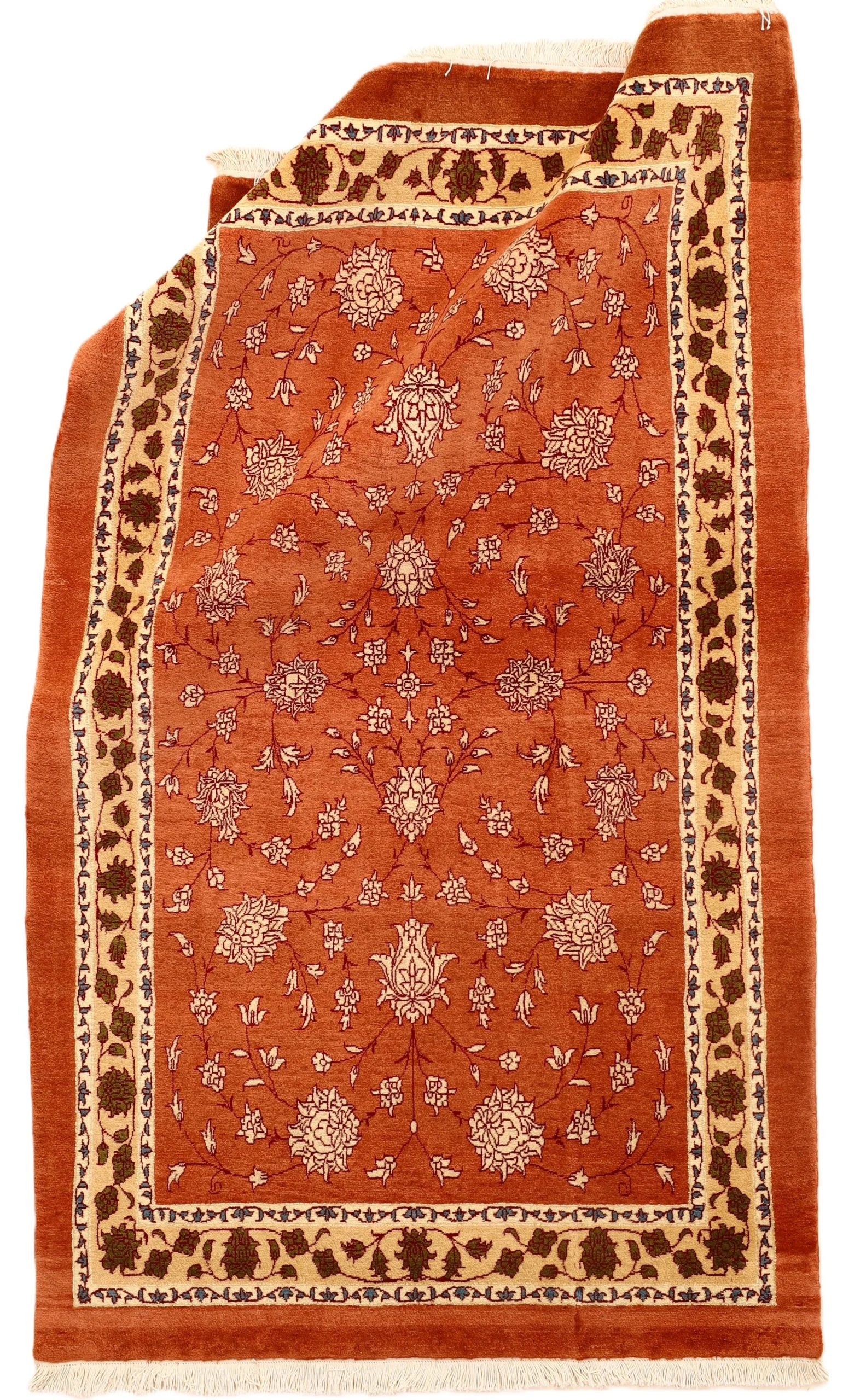 Kashmar Perserteppich 203 × 119 cm aus Wolle & Seide, handgeknüpft