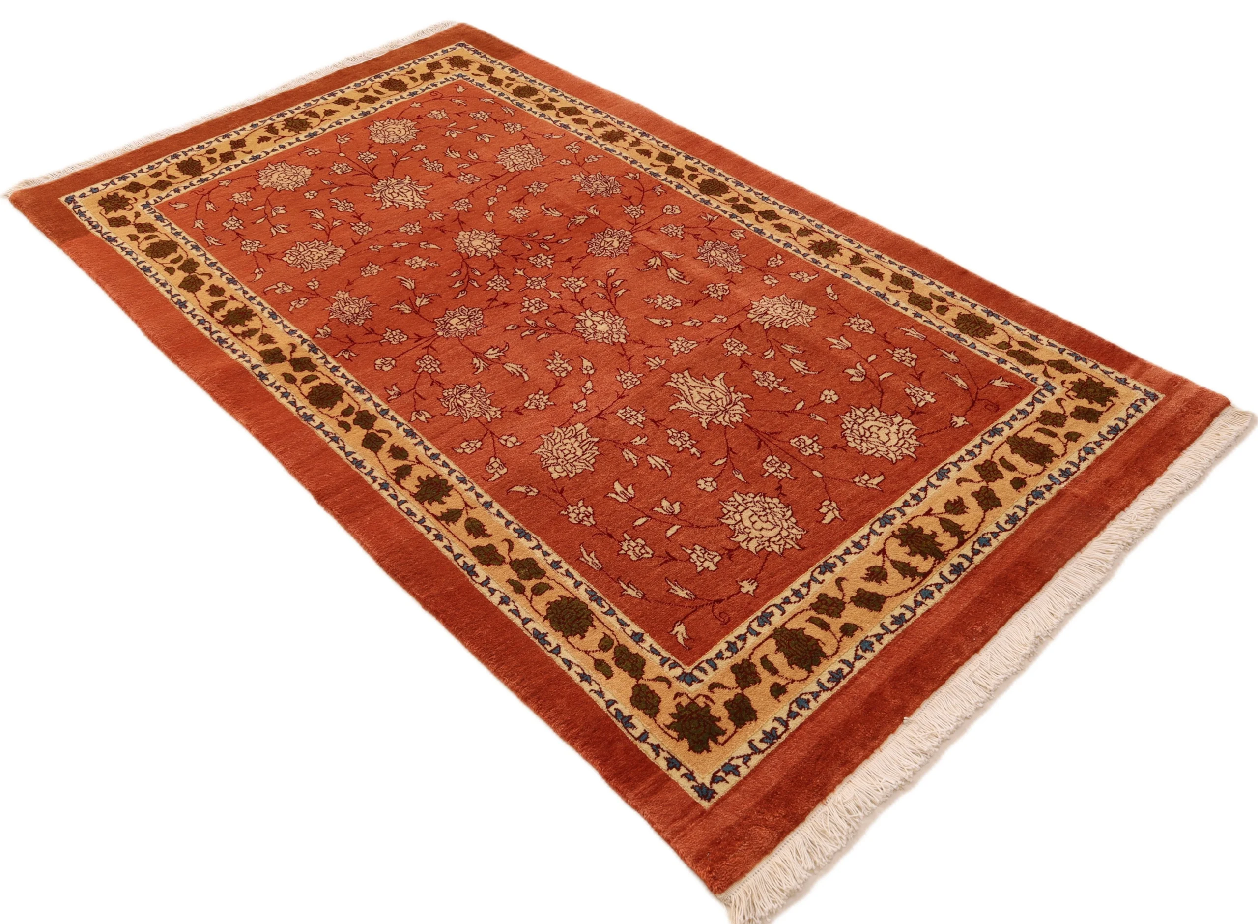 Kashmar Perserteppich 203 × 119 cm aus Wolle & Seide, handgeknüpft