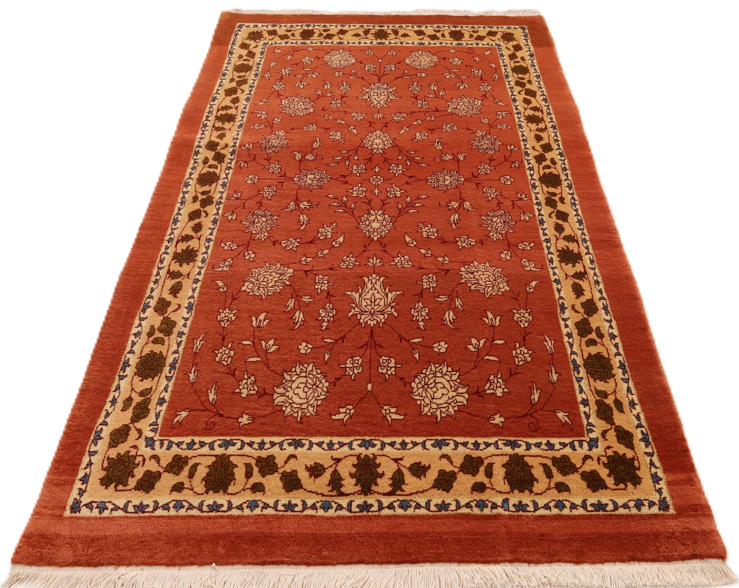 Kashmar Perserteppich 203 × 119 cm aus Wolle & Seide, handgeknüpft