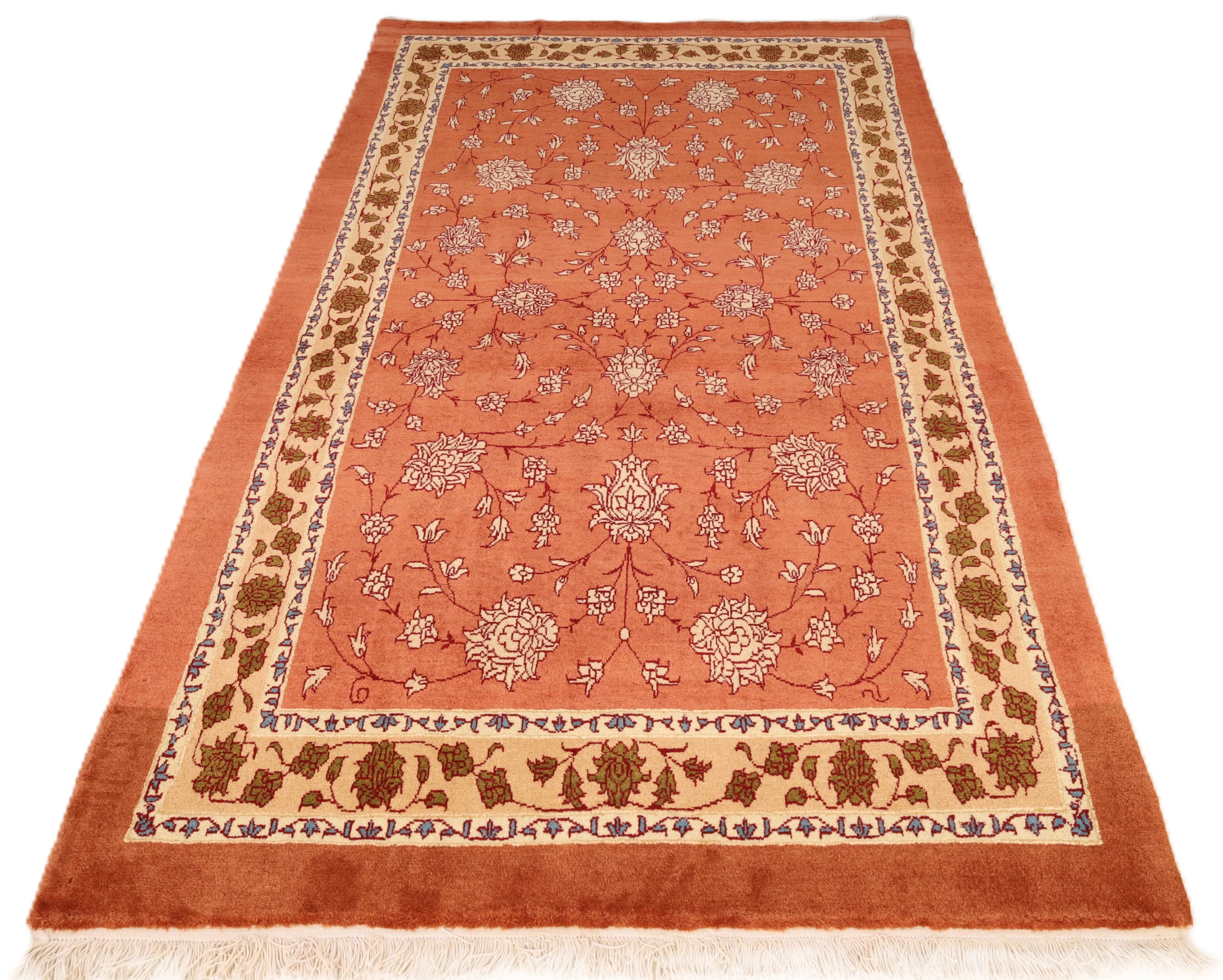 Kashmar Perserteppich 203 × 119 cm aus Wolle & Seide, handgeknüpft