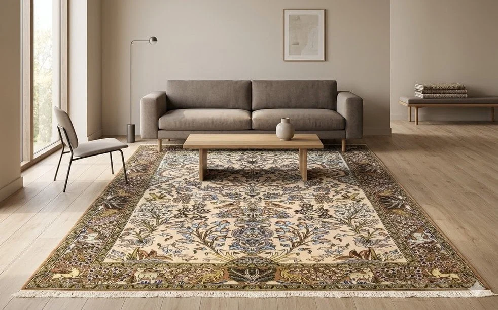 Ghom Perserteppich aus Iran, 214 × 140 cm