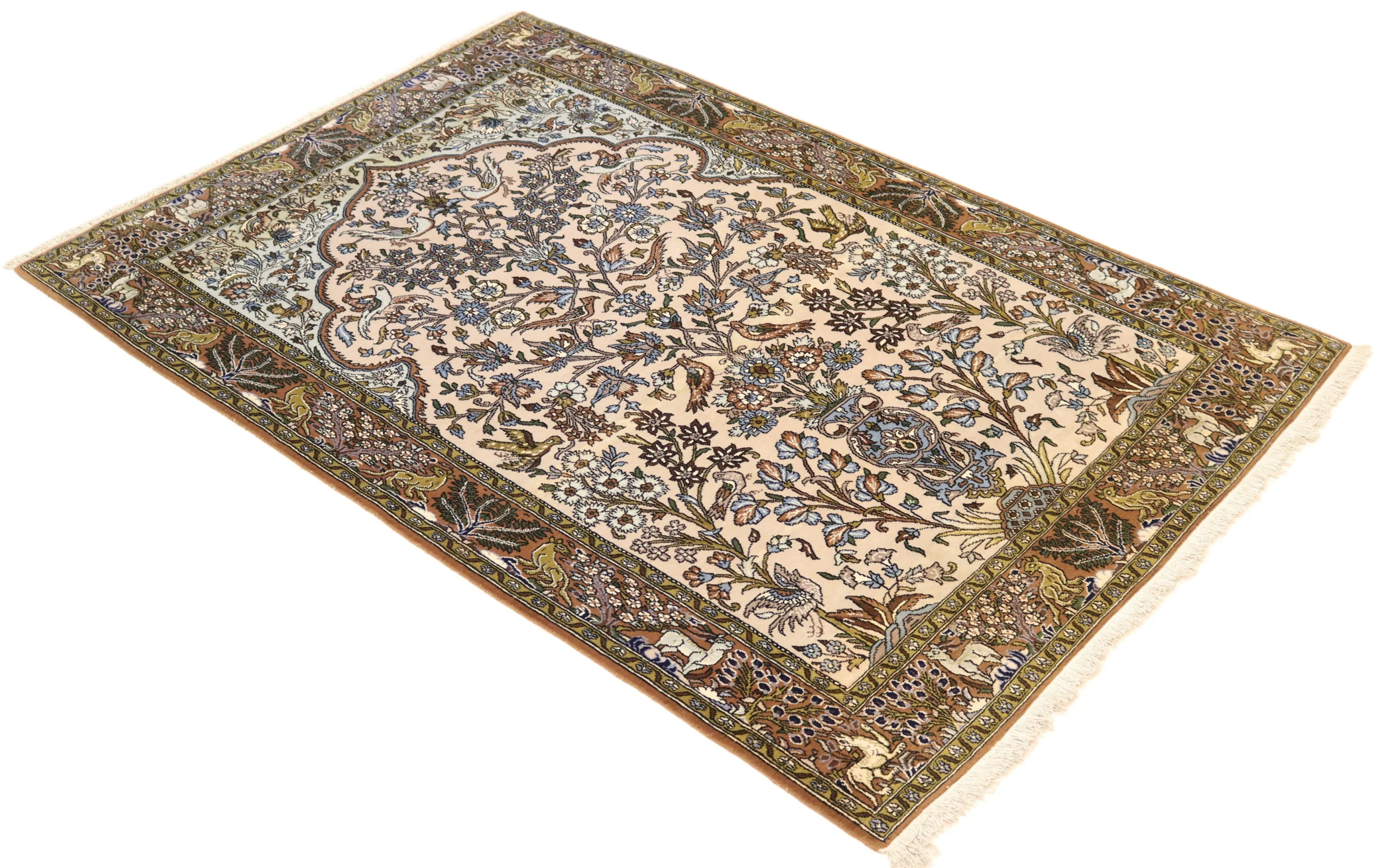 Ghom Perserteppich aus Iran, 214 × 140 cm