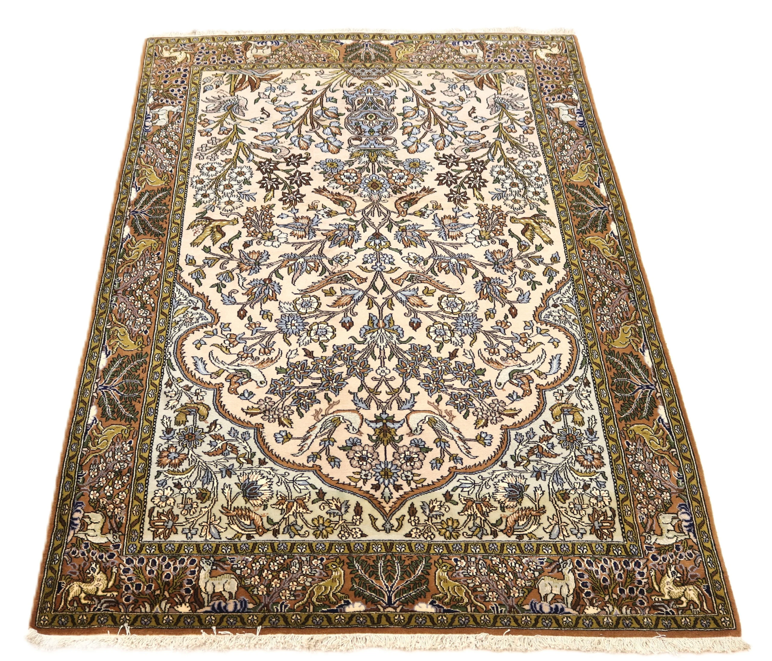 Ghom Perserteppich aus Iran, 214 × 140 cm