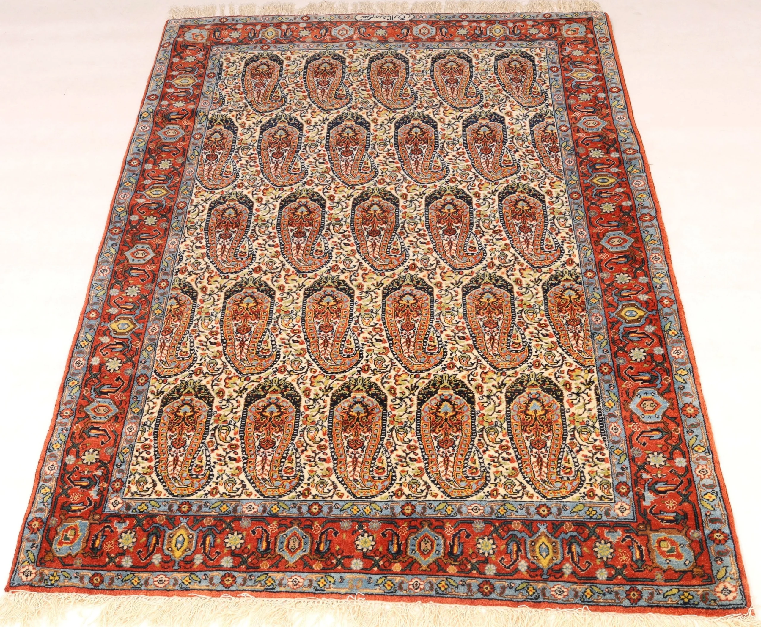 Handgeknüpfter Senneh Perserteppich, 176 × 117 cm, Wolle & Seide