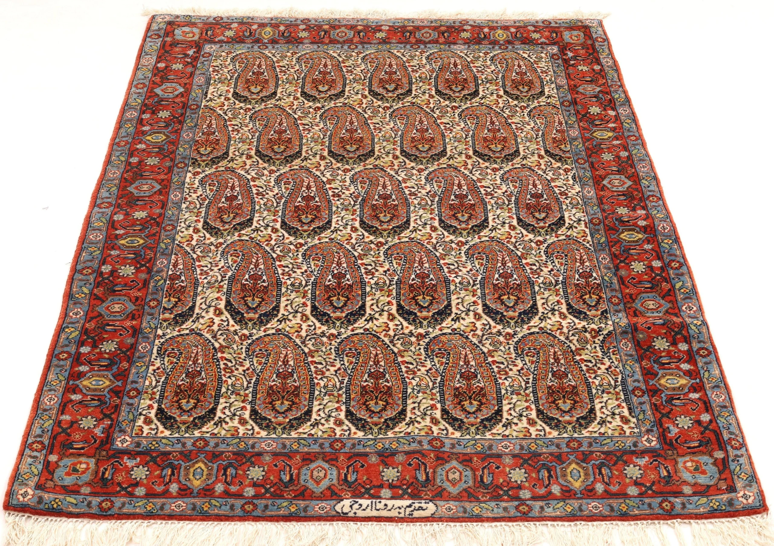 Handgeknüpfter Senneh Perserteppich, 176 × 117 cm, Wolle & Seide