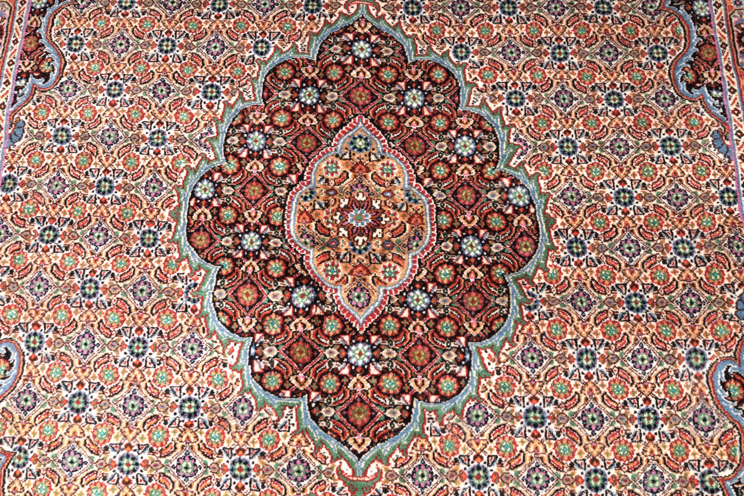 Handgeknüpfter Moud Perserteppich, 192 × 152 cm, Wolle & Seide