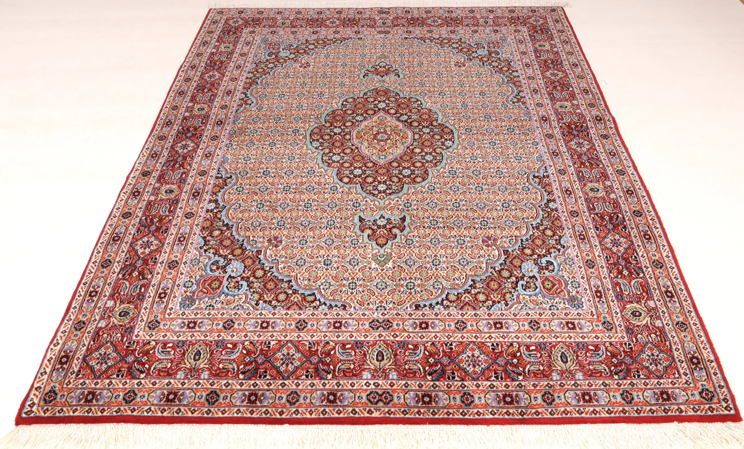 Handgeknüpfter Moud Perserteppich, 192 × 152 cm, Wolle & Seide